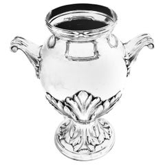 Large Antique French Solid Silver Flower Vase, circa 1900