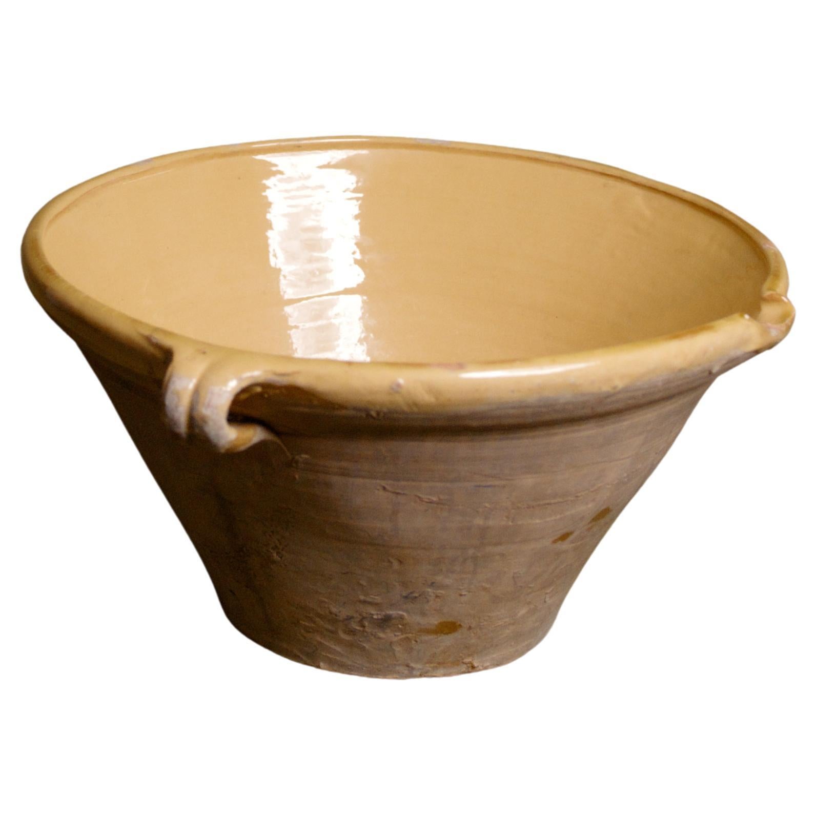 Large Antique French Terracotta Tian Bowl, Rustic Provincial Earthenware