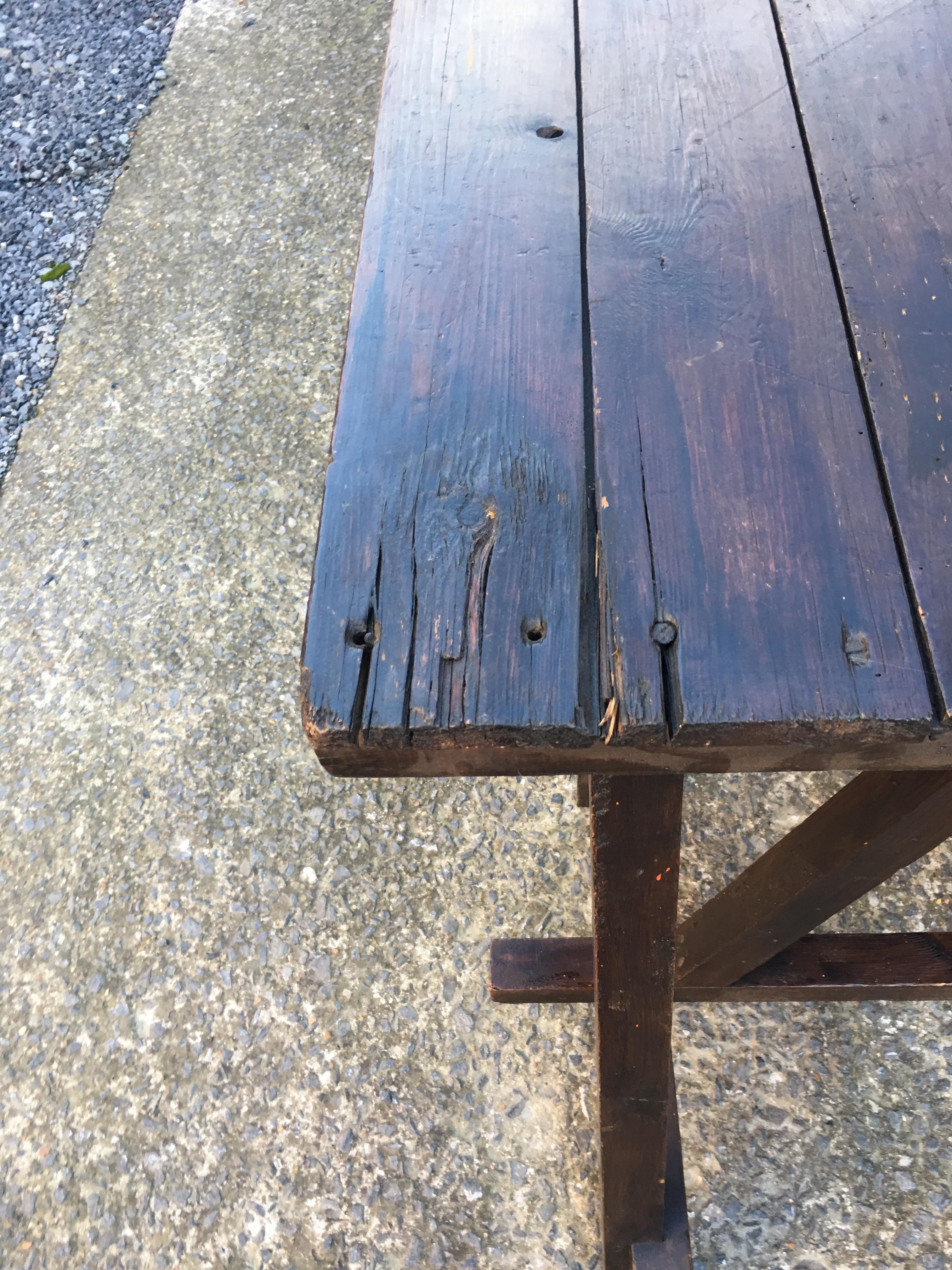 Mid-20th Century Large Antique French Trestle Table, circa 1930