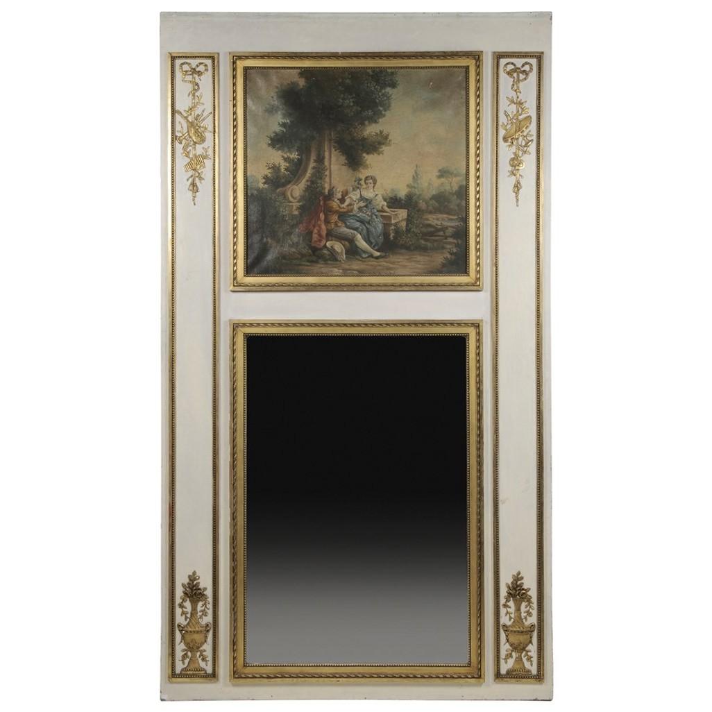 Large Antique French Trumeau Mirror, circa 1910