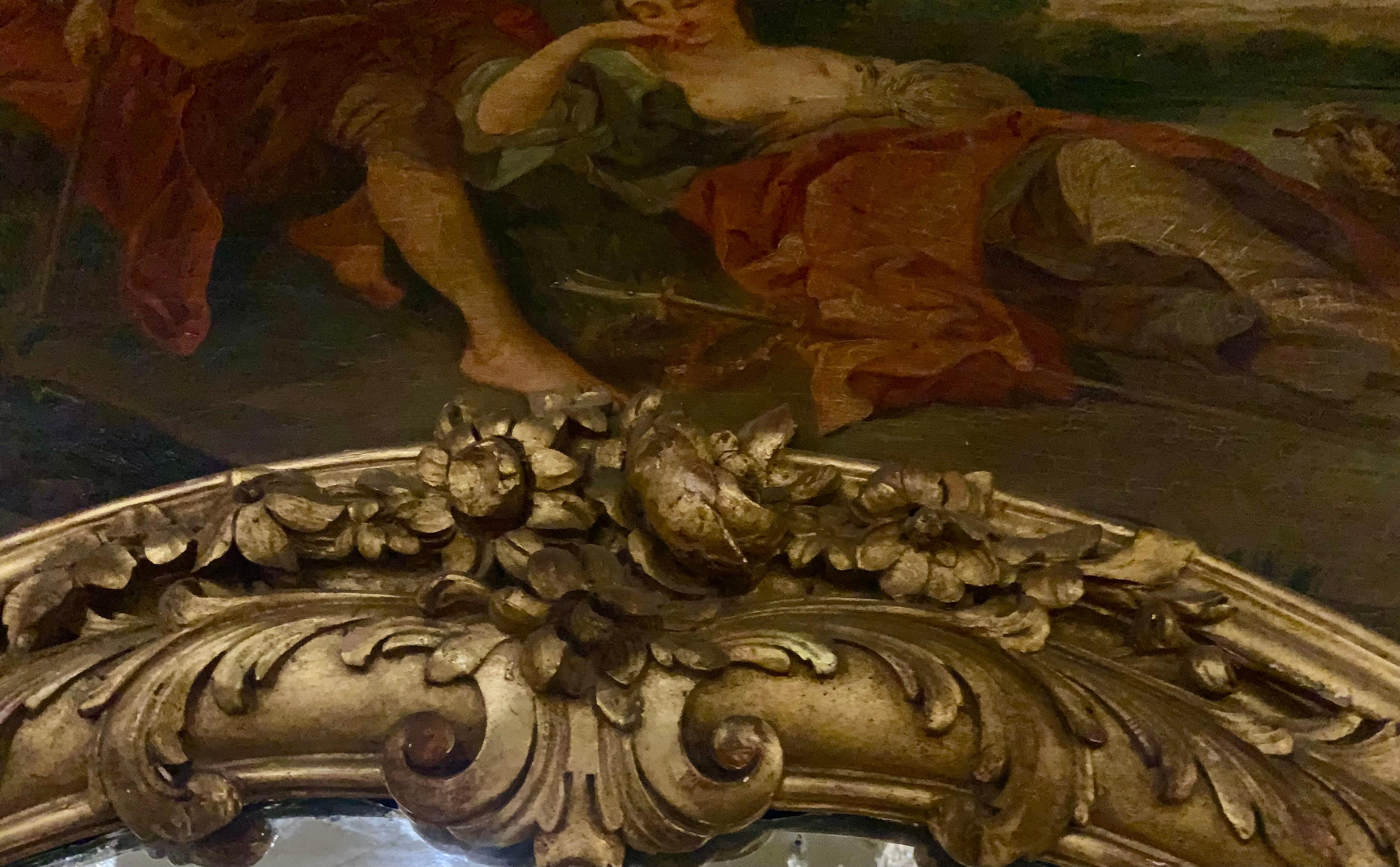 Grande paire de miroirs trumeau français anciens dans des cadres en bois doré 19ème siècle Bon état à Houston, TX