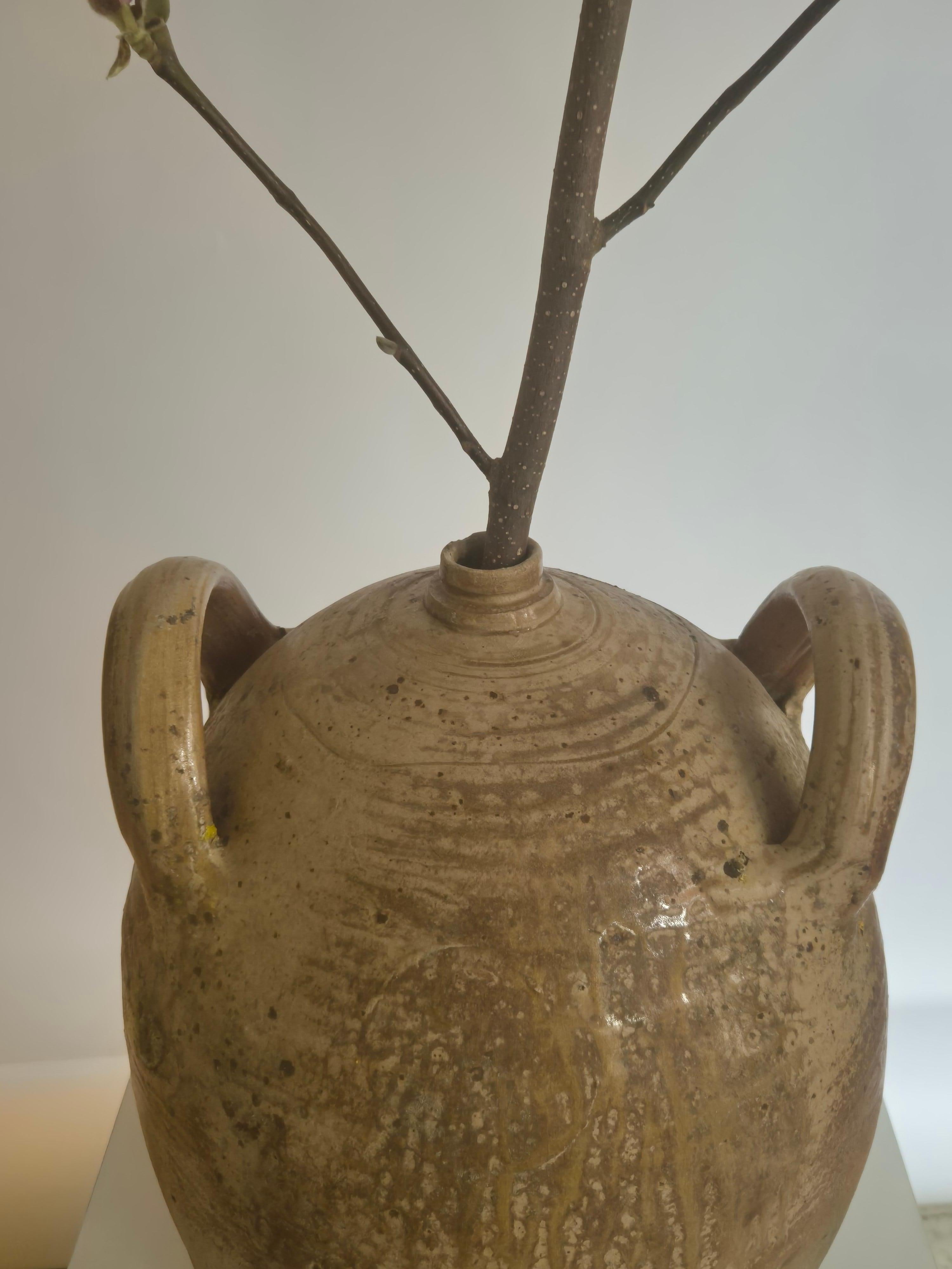 Large antique french urn, beautiful rustic patina. In Fair Condition For Sale In Stockholm, SE