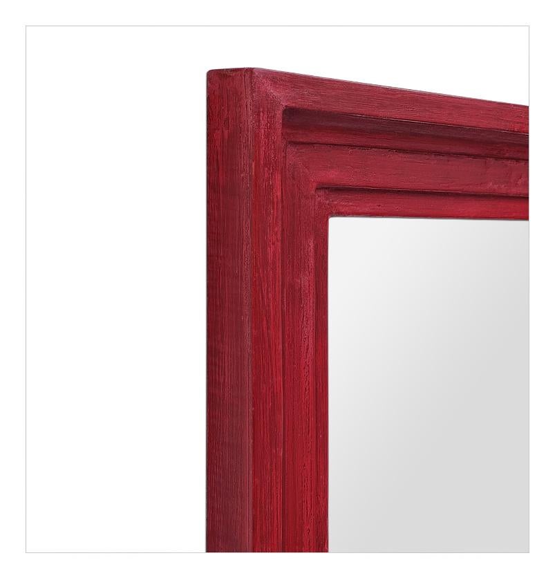Large Antique French Wall Mirror In Purple-Red Colors From The 50s For Sale 1