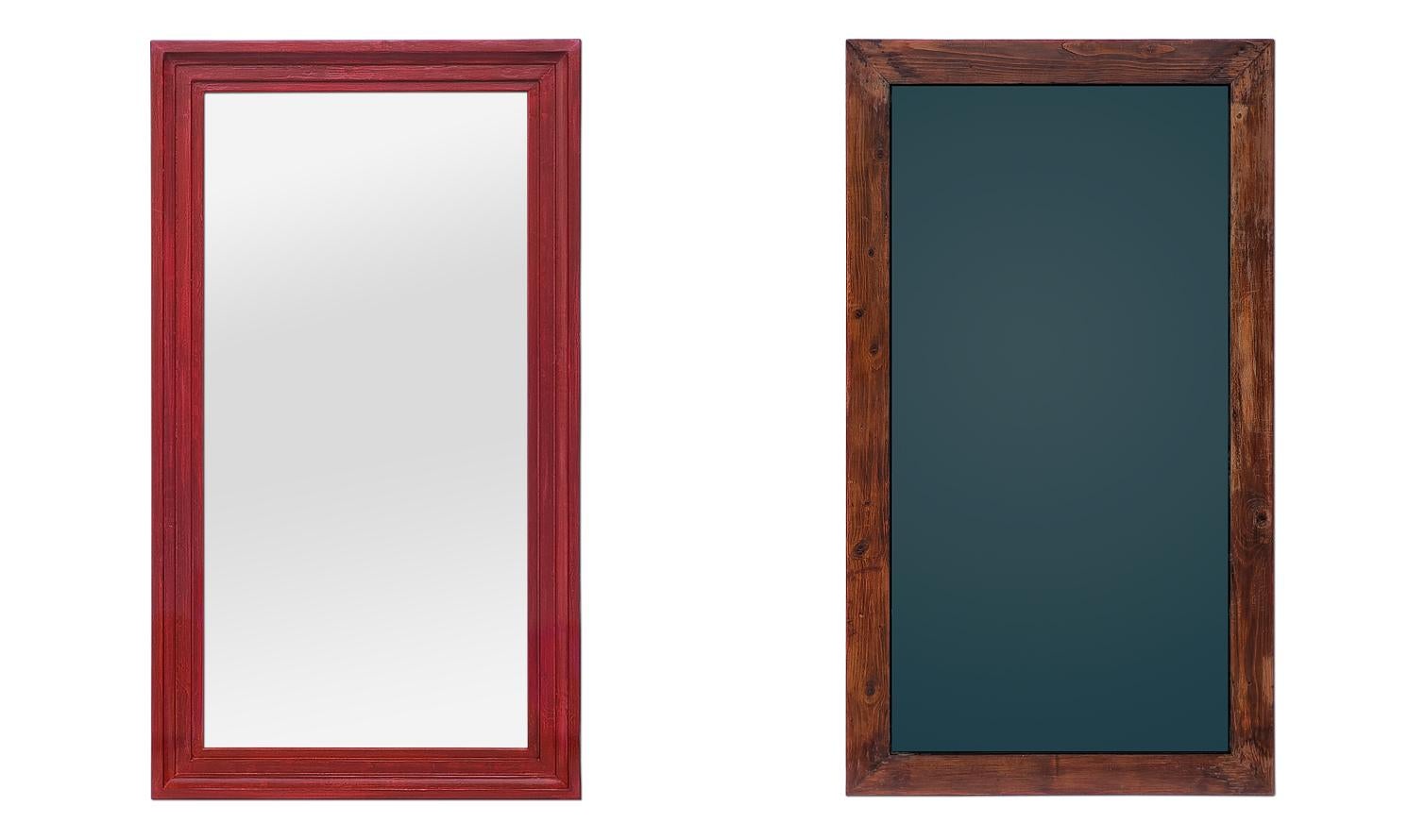 Large Antique French Wall Mirror In Purple-Red Colors From The 50s For Sale 2