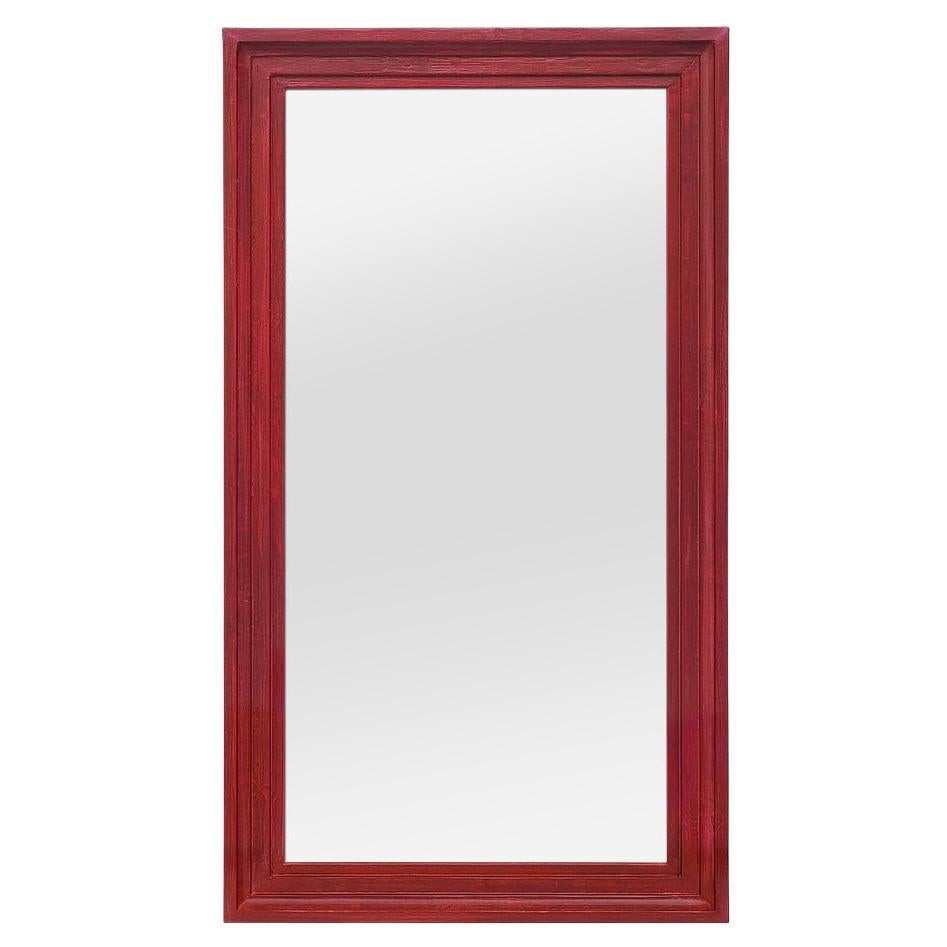 Large Antique French Wall Mirror In Purple-Red Colors From The 50s For Sale
