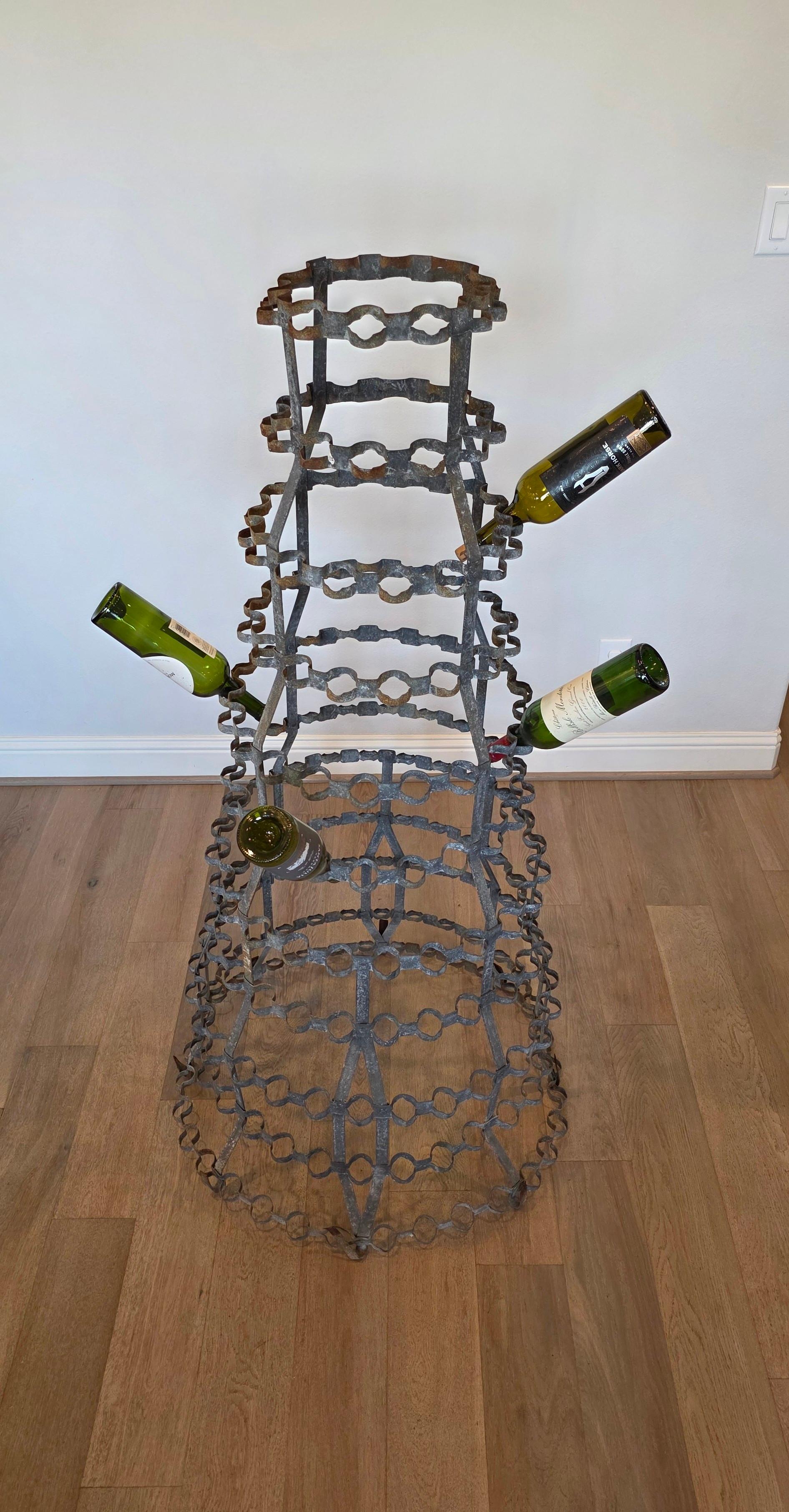 Industrial Large Antique French Wine Rack Bottle Drying Tree Sculptural Display For Sale