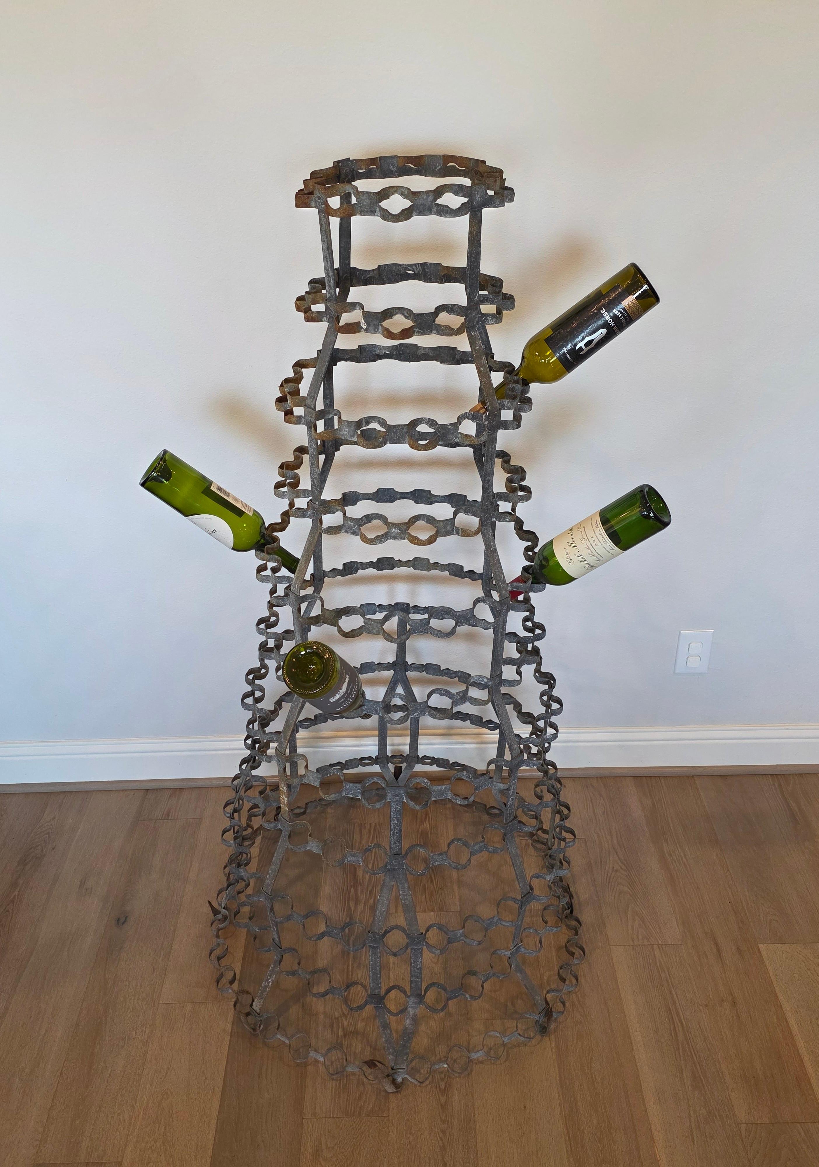 Galvanized Large Antique French Wine Rack Bottle Drying Tree Sculptural Display For Sale