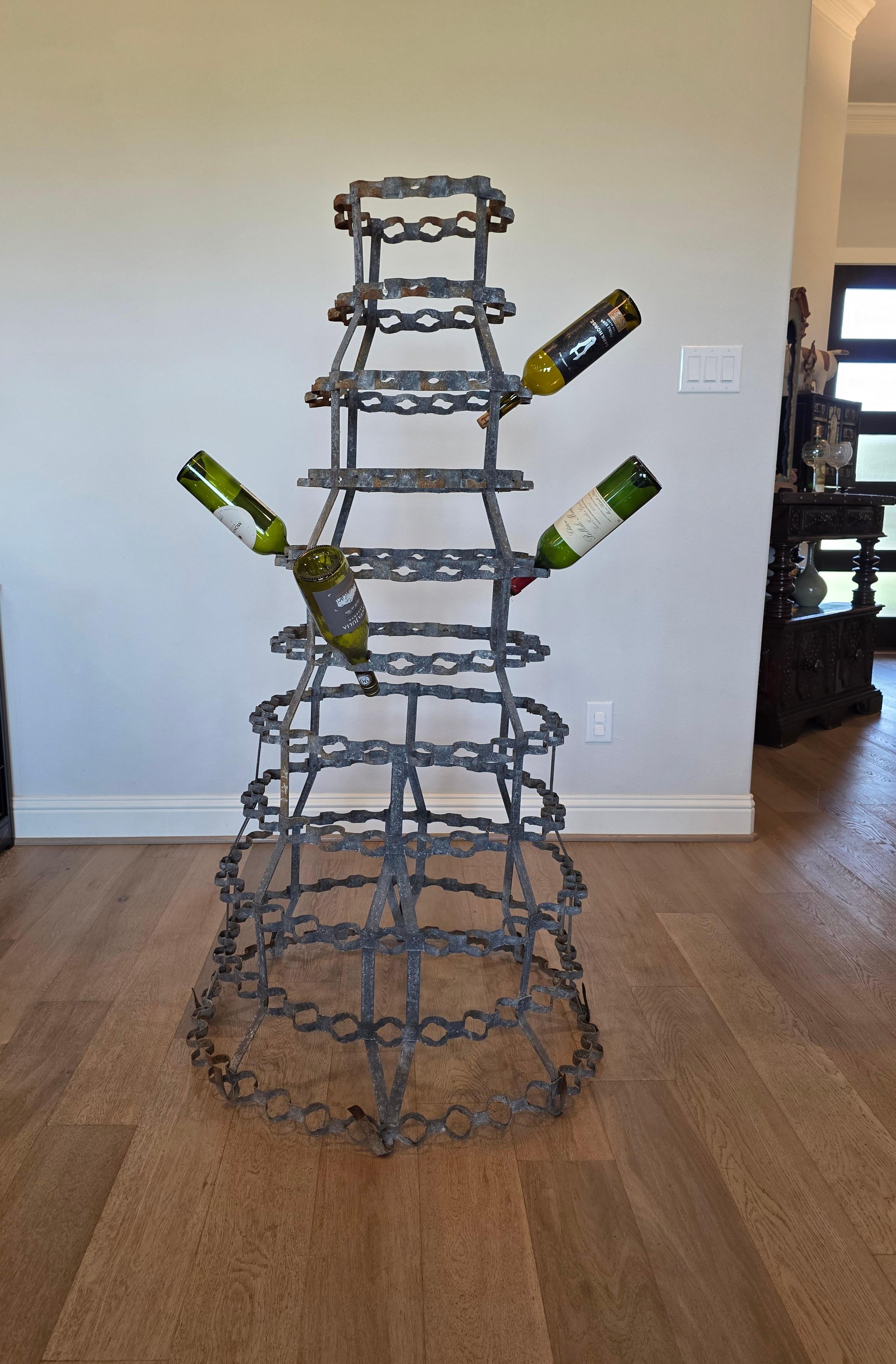 Large Antique French Wine Rack Bottle Drying Tree Sculptural Display In Good Condition For Sale In Forney, TX