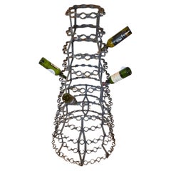 Large Antique French Wine Rack Bottle Drying Tree Sculptural Display