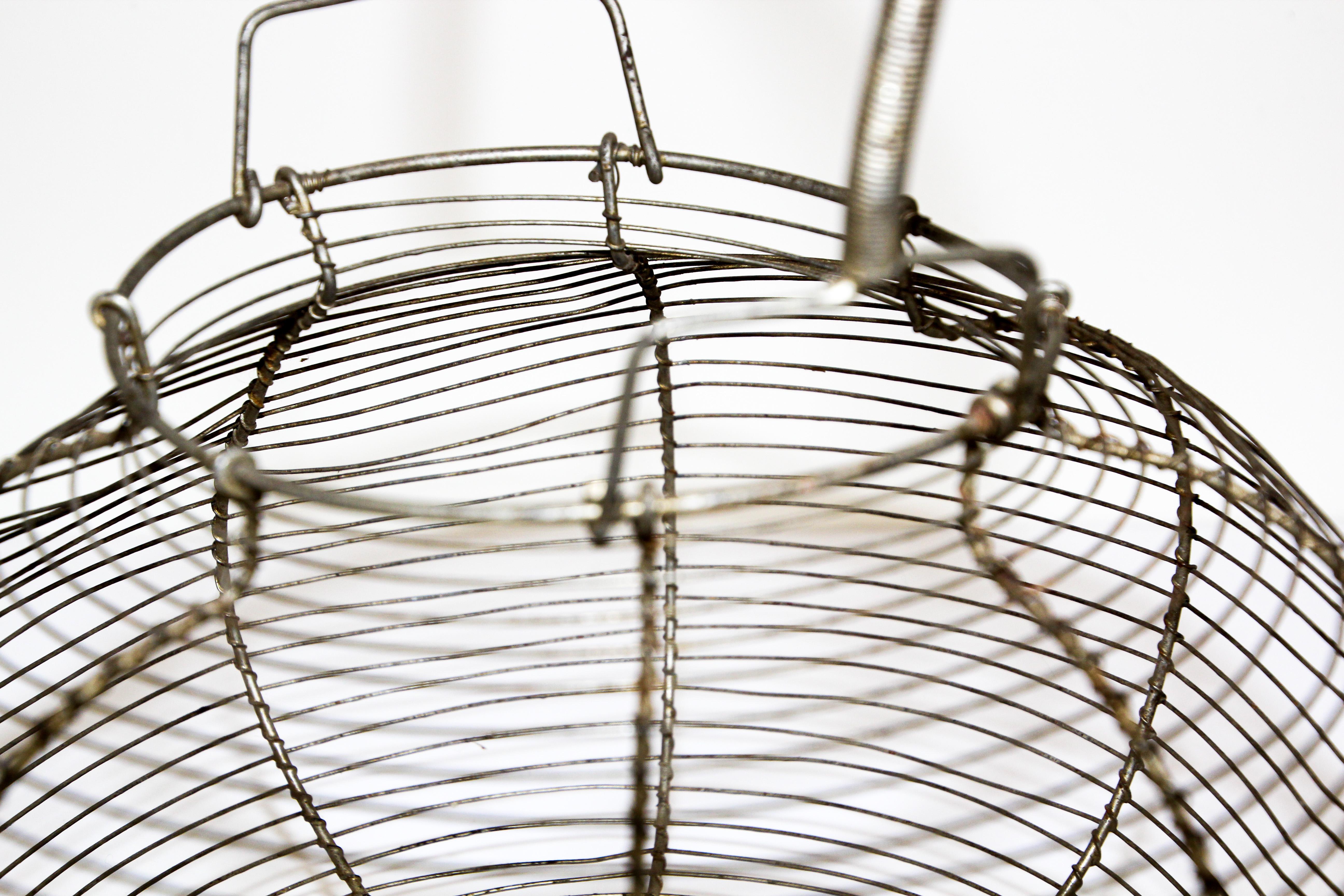 Large Antique French Wire Egg Basket, circa 1940 1