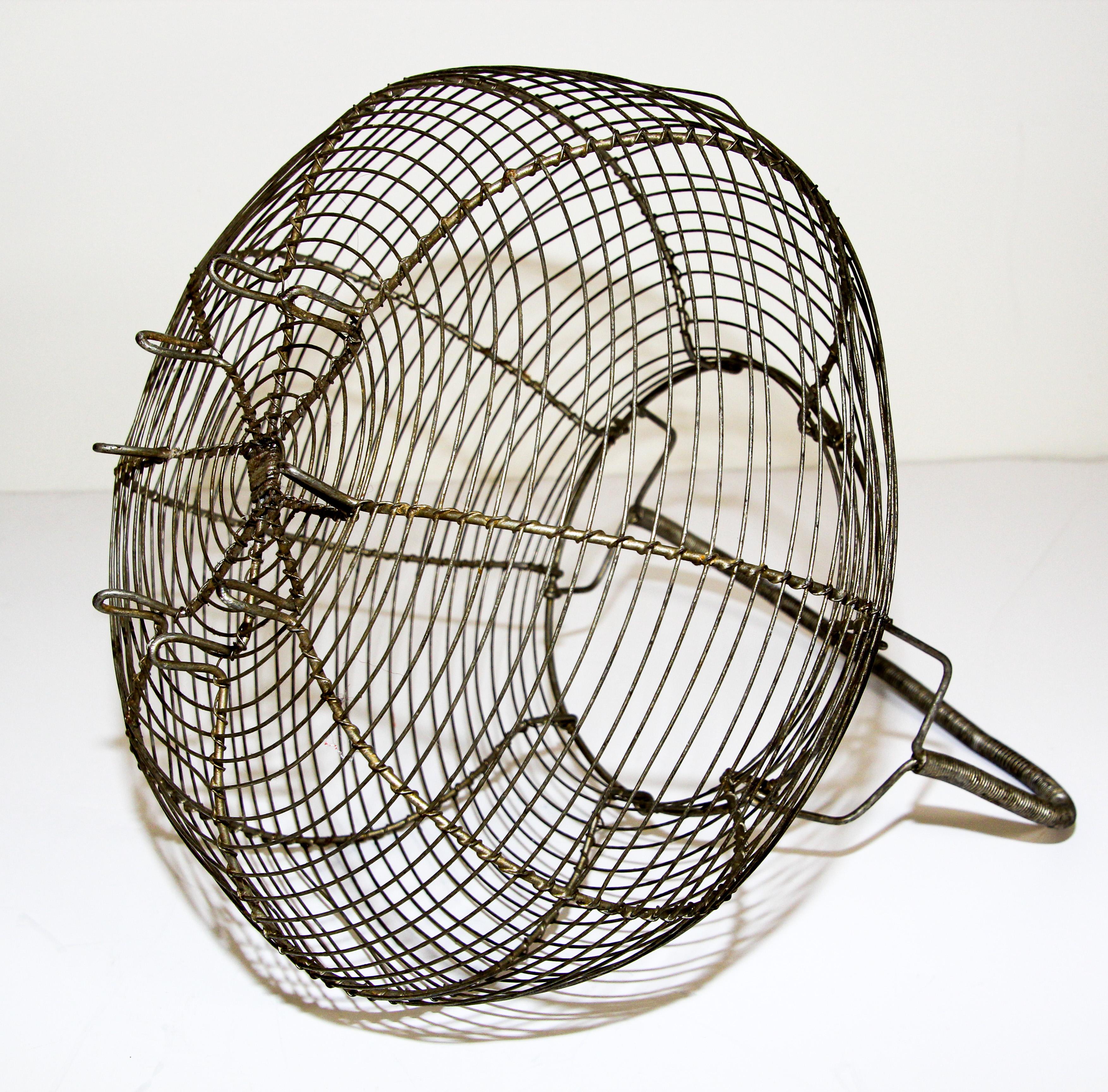 Large Antique French Wire Egg Basket, circa 1940 2