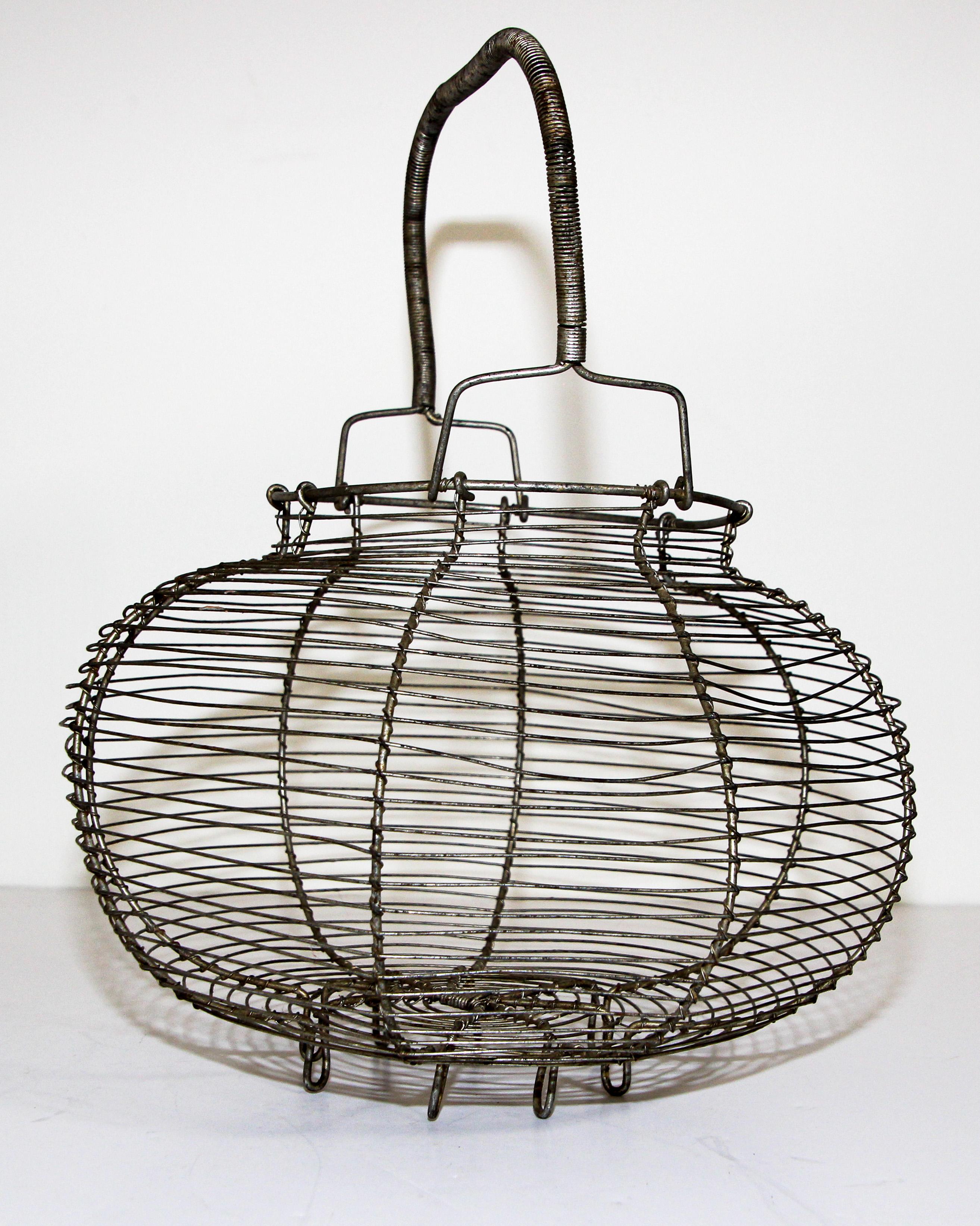 Large Antique French Wire Egg Basket, circa 1940 6