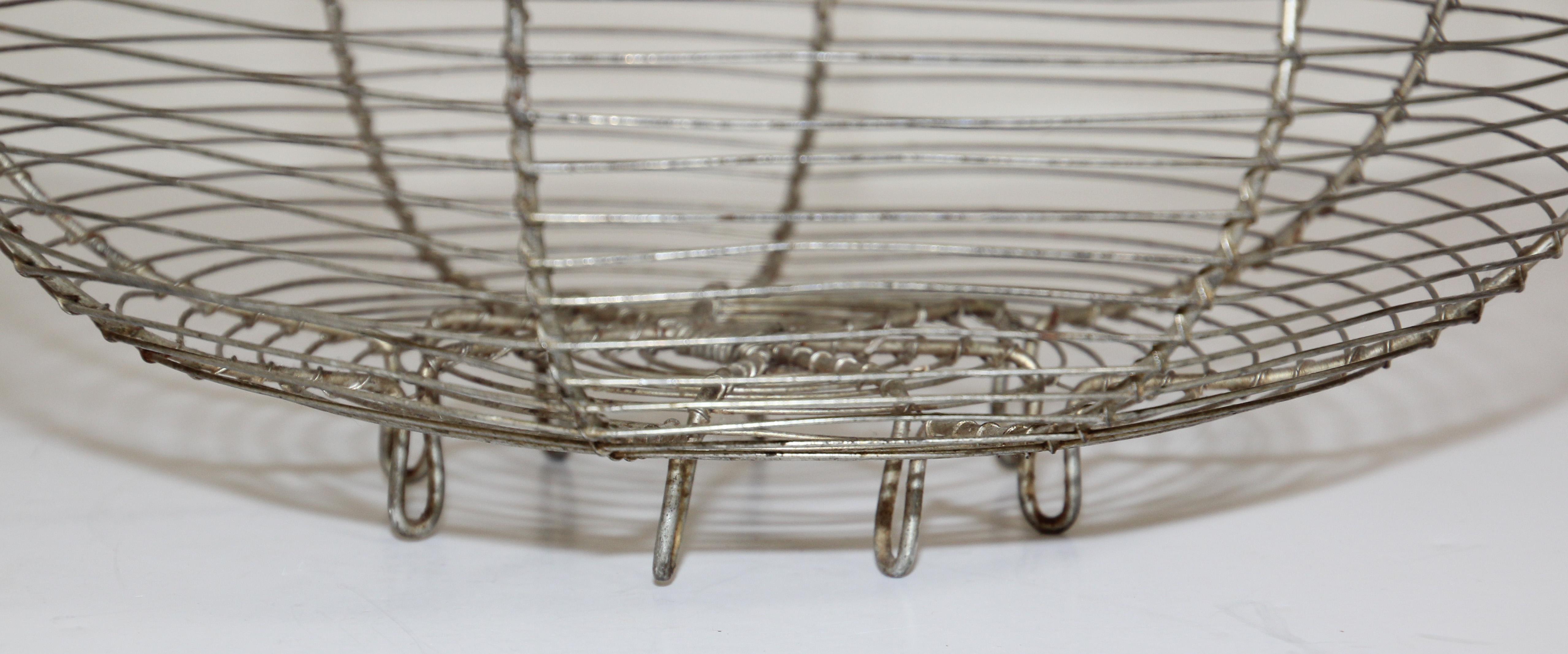 Large Antique French Wire Egg Basket, circa 1940 7