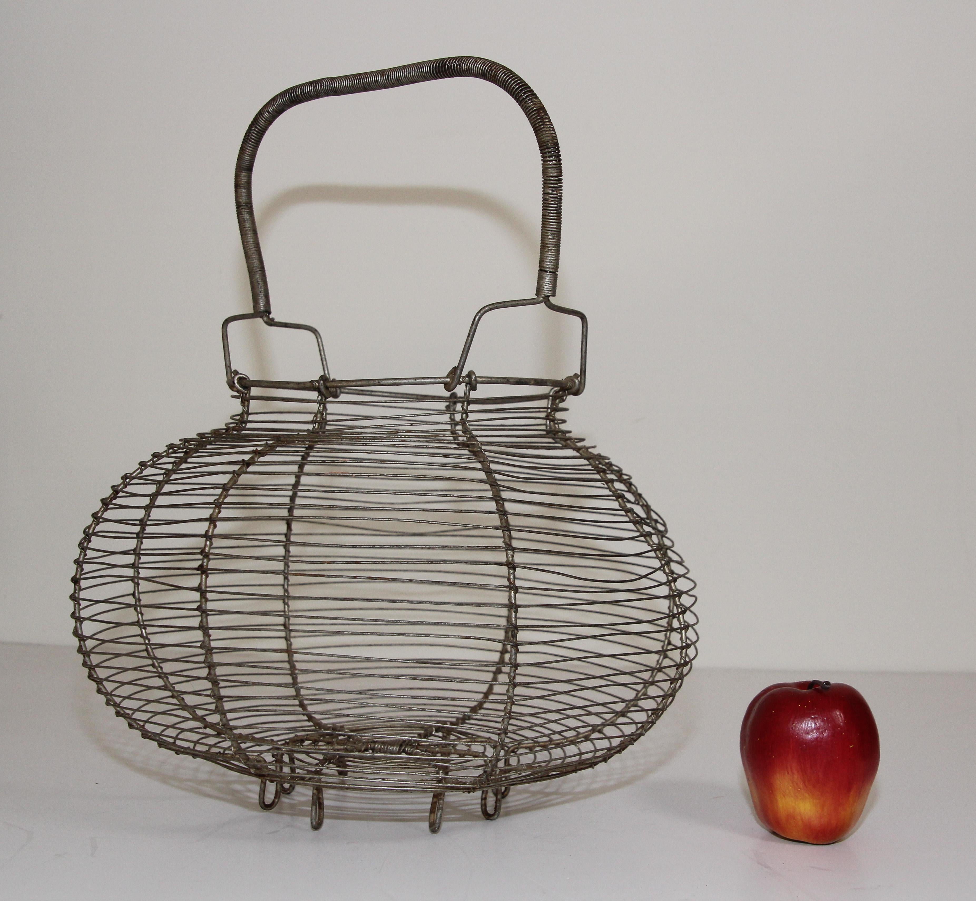Large Antique French Wire Egg Basket, circa 1940 8
