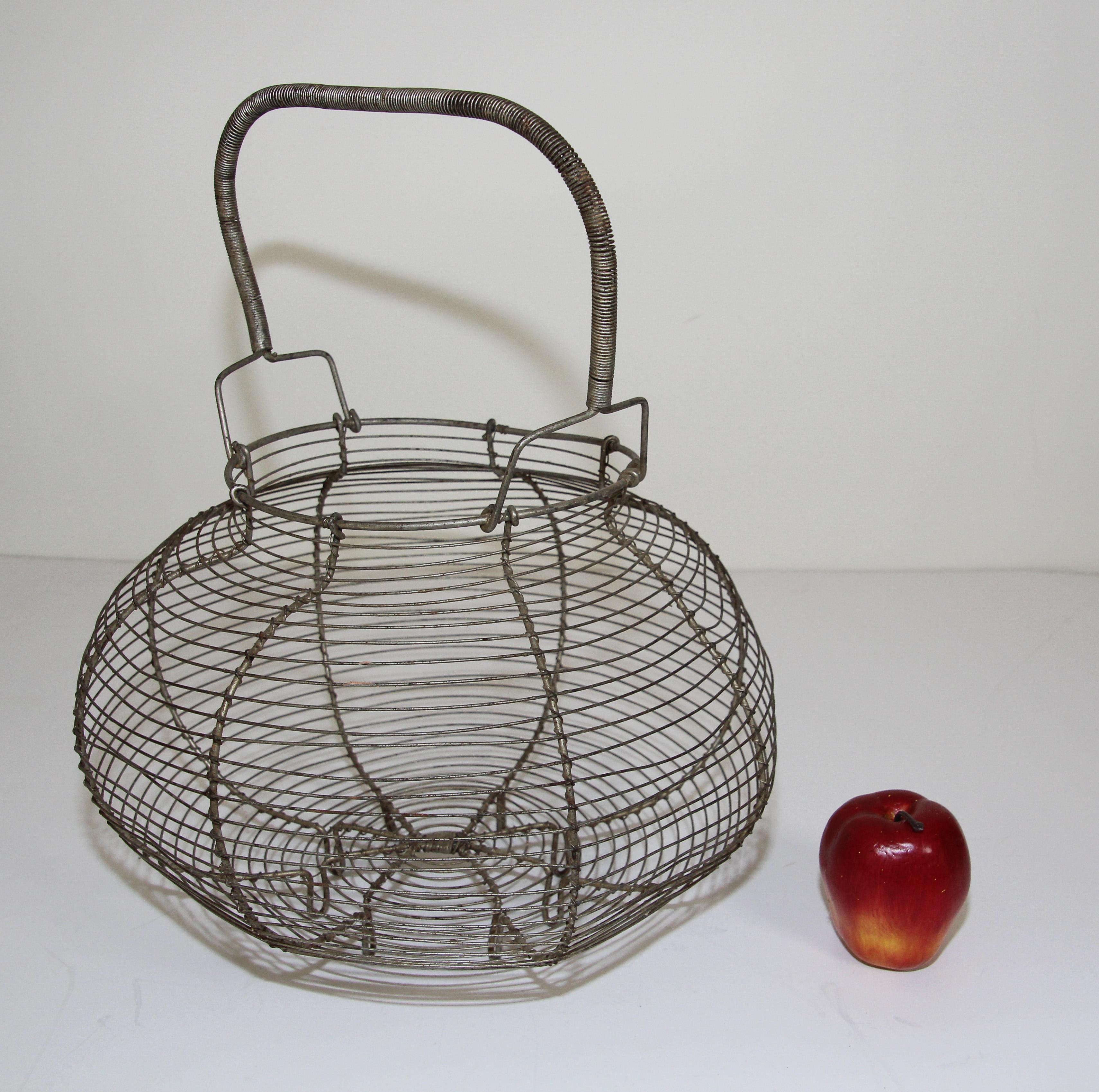 Large Antique French Wire Egg Basket, circa 1940 9