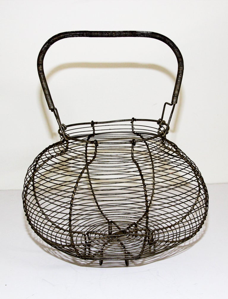 Large Antique French Wire Egg Basket, circa 1940 at 1stDibs vintage