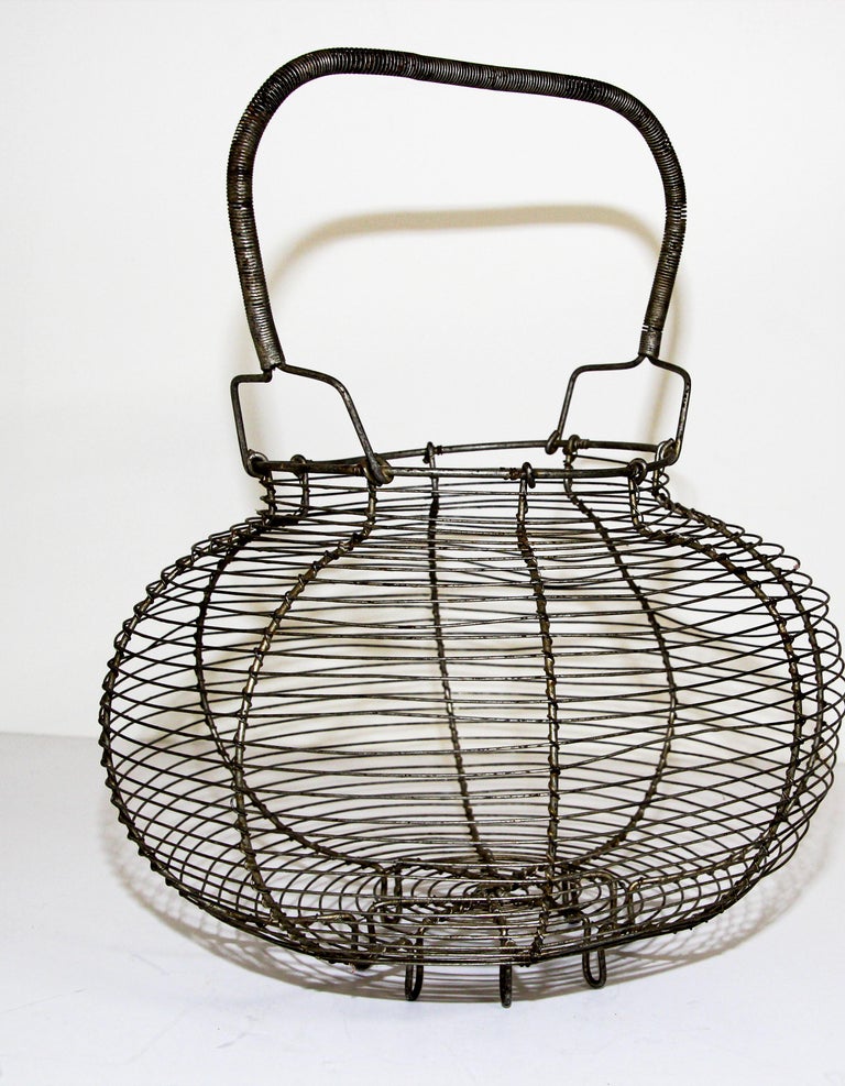 Large Antique French Wire Egg Basket, circa 1940 at 1stDibs vintage