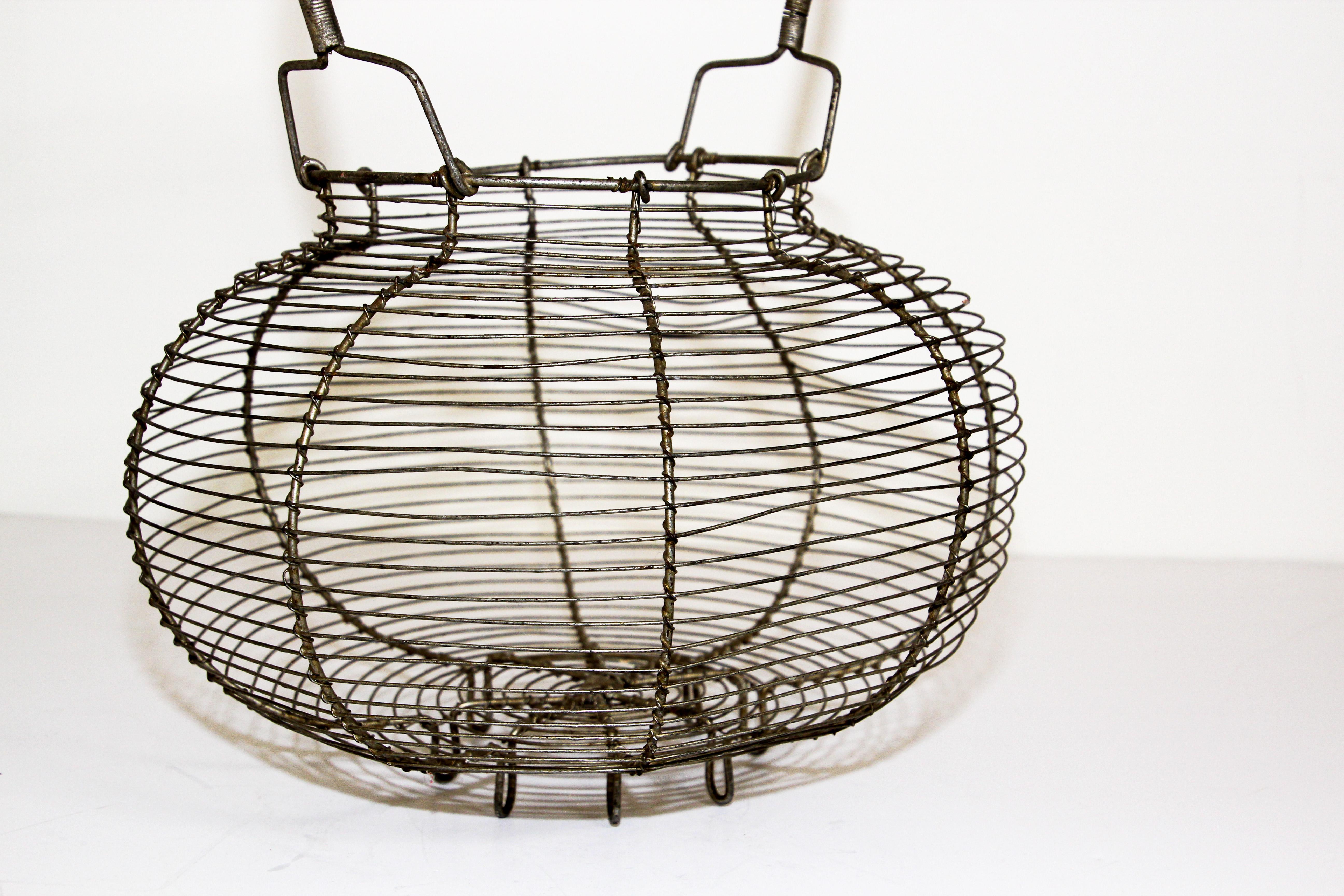 Large Antique French Wire Egg Basket, circa 1940 at 1stDibs