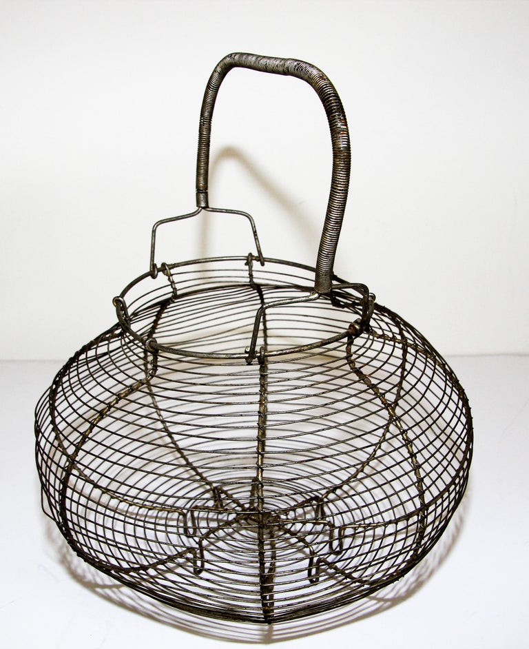 Large Antique French Wire Egg Basket, circa 1940 at 1stDibs vintage
