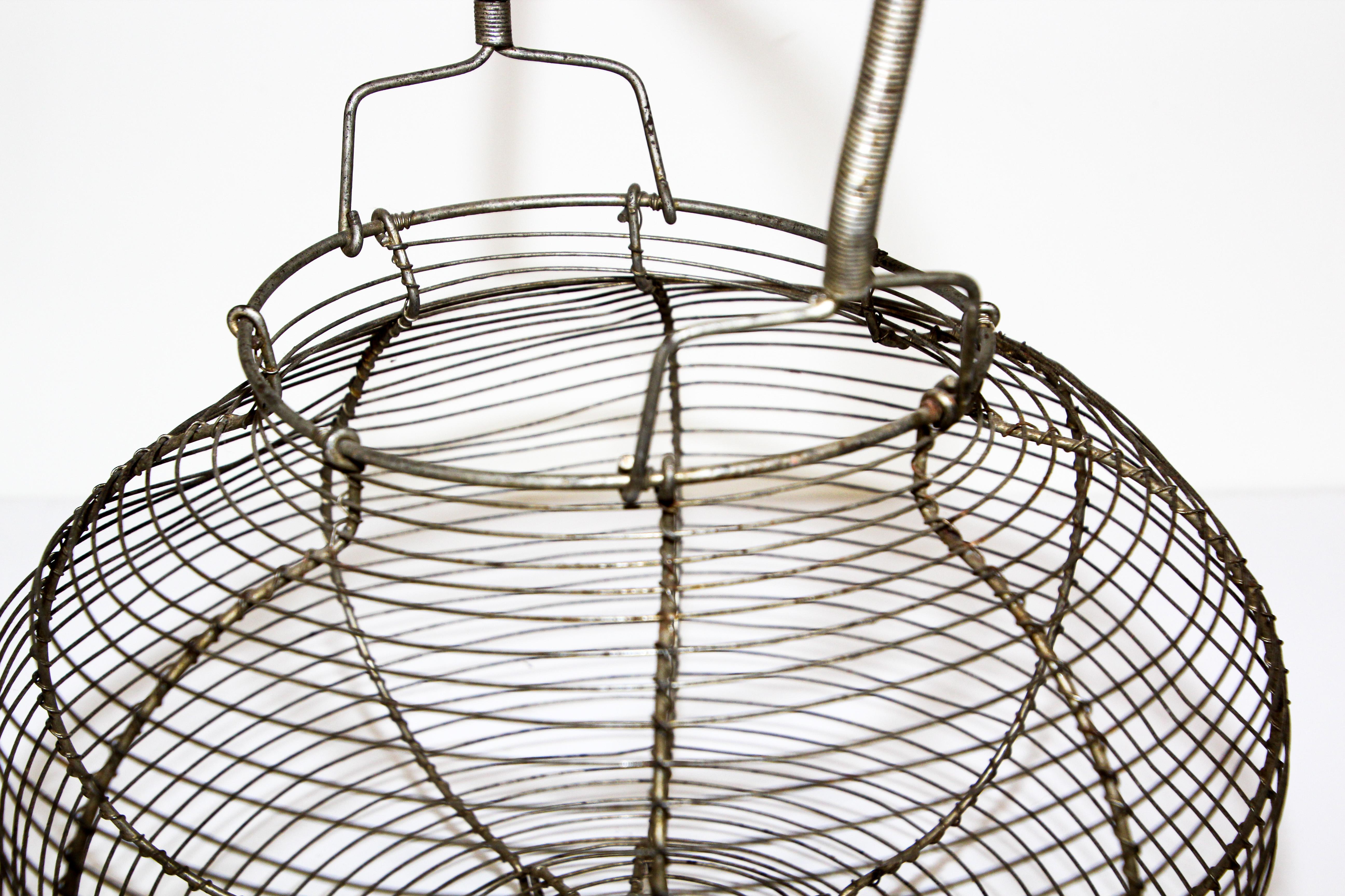 20th Century Large Antique French Wire Egg Basket, circa 1940