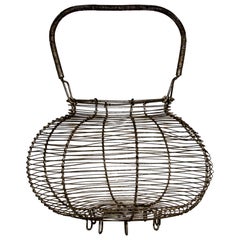 Large Antique French Wire Egg Basket, circa 1940