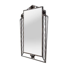 Large Antique French Wrought Iron Mirror, Art Deco Period, circa 1930