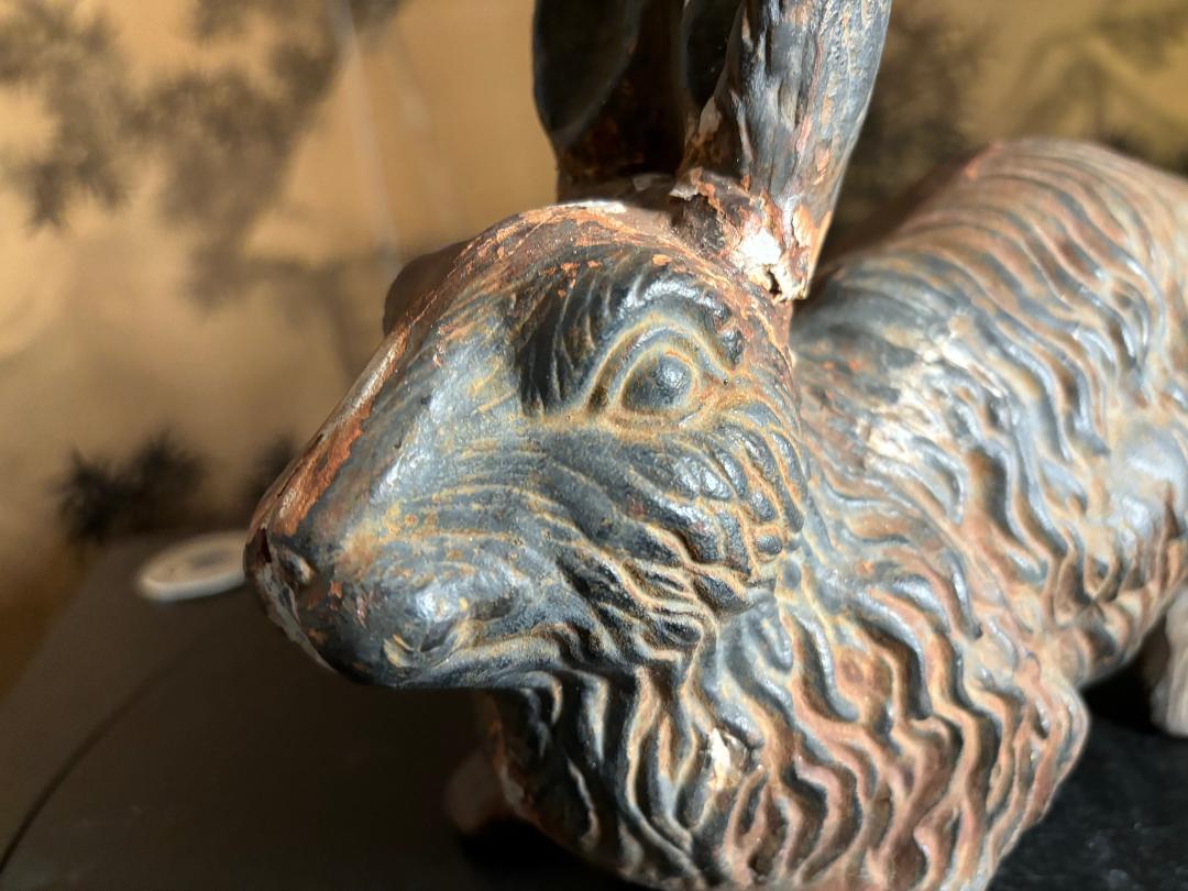 20th Century Large Antique Furry Garden Rabbit Usagi with Fine Details For Sale