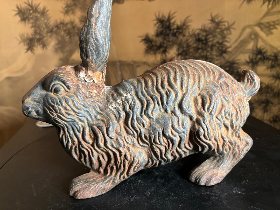 Large Antique Furry Garden Rabbit Usagi with Fine Details For Sale 1