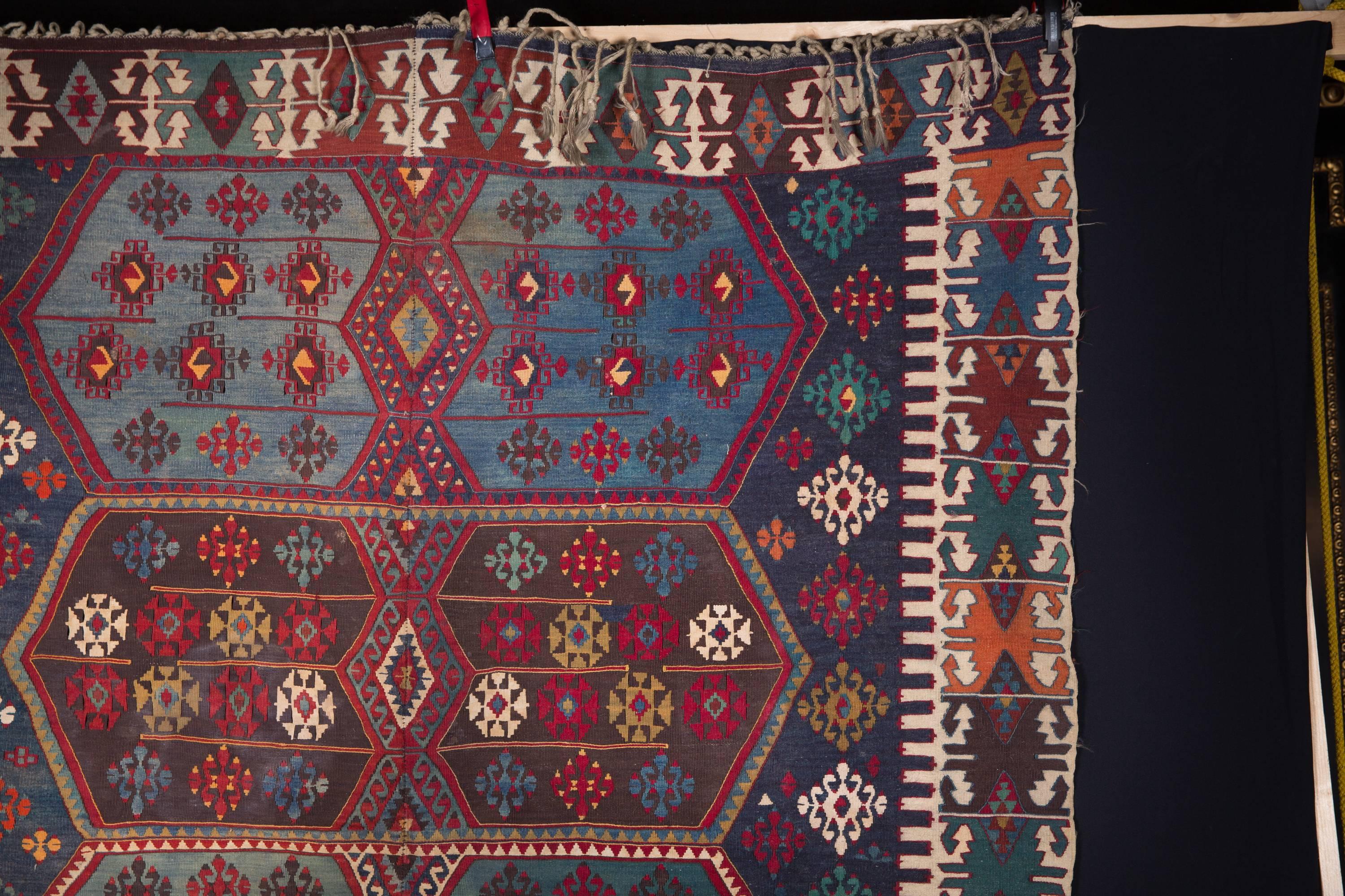 Hand-Knotted Large Antique Gallery Carpet Turkish Kilim, circa 1900