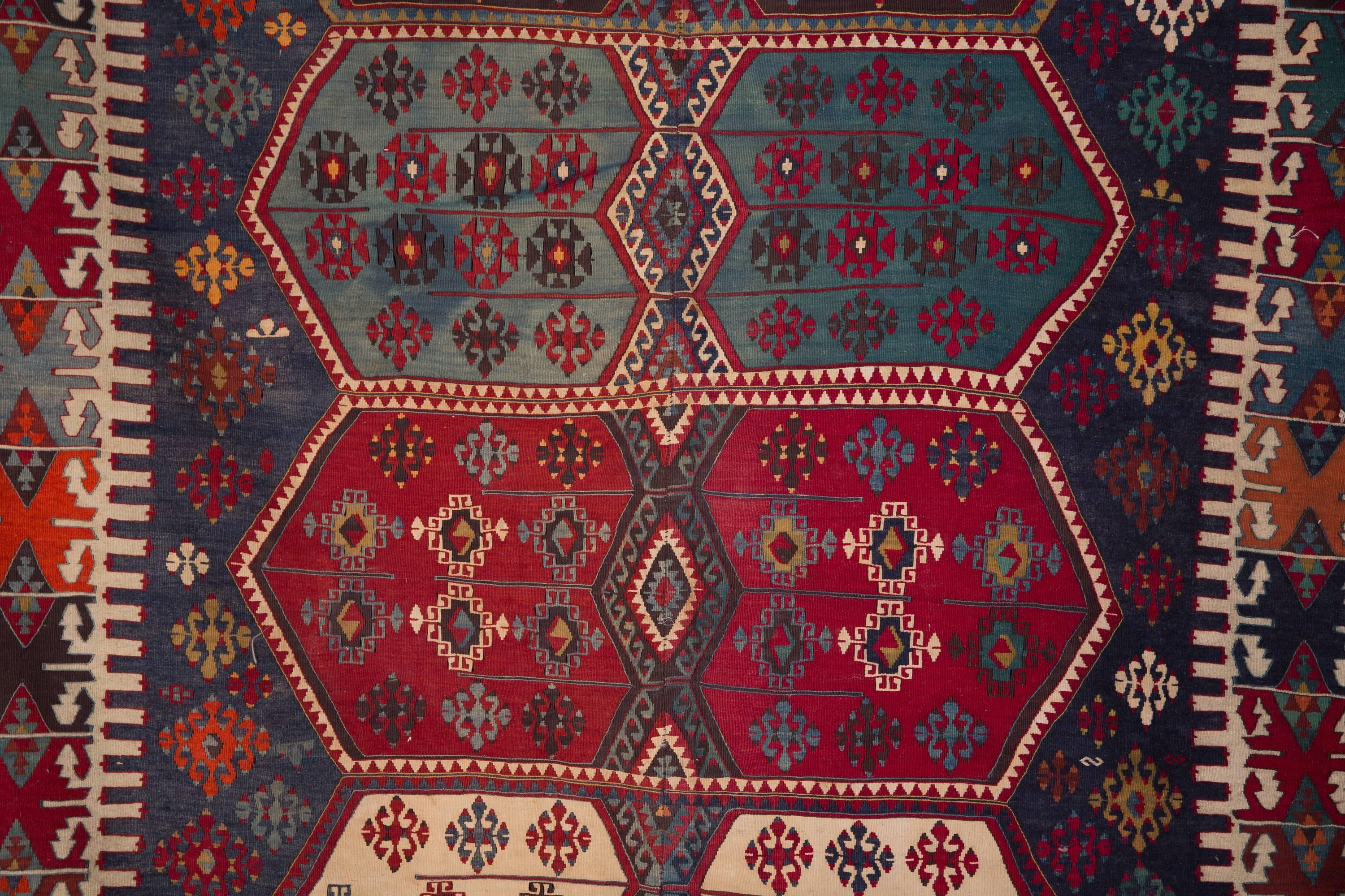 19th Century Large Antique Gallery Carpet Turkish Kilim, circa 1900