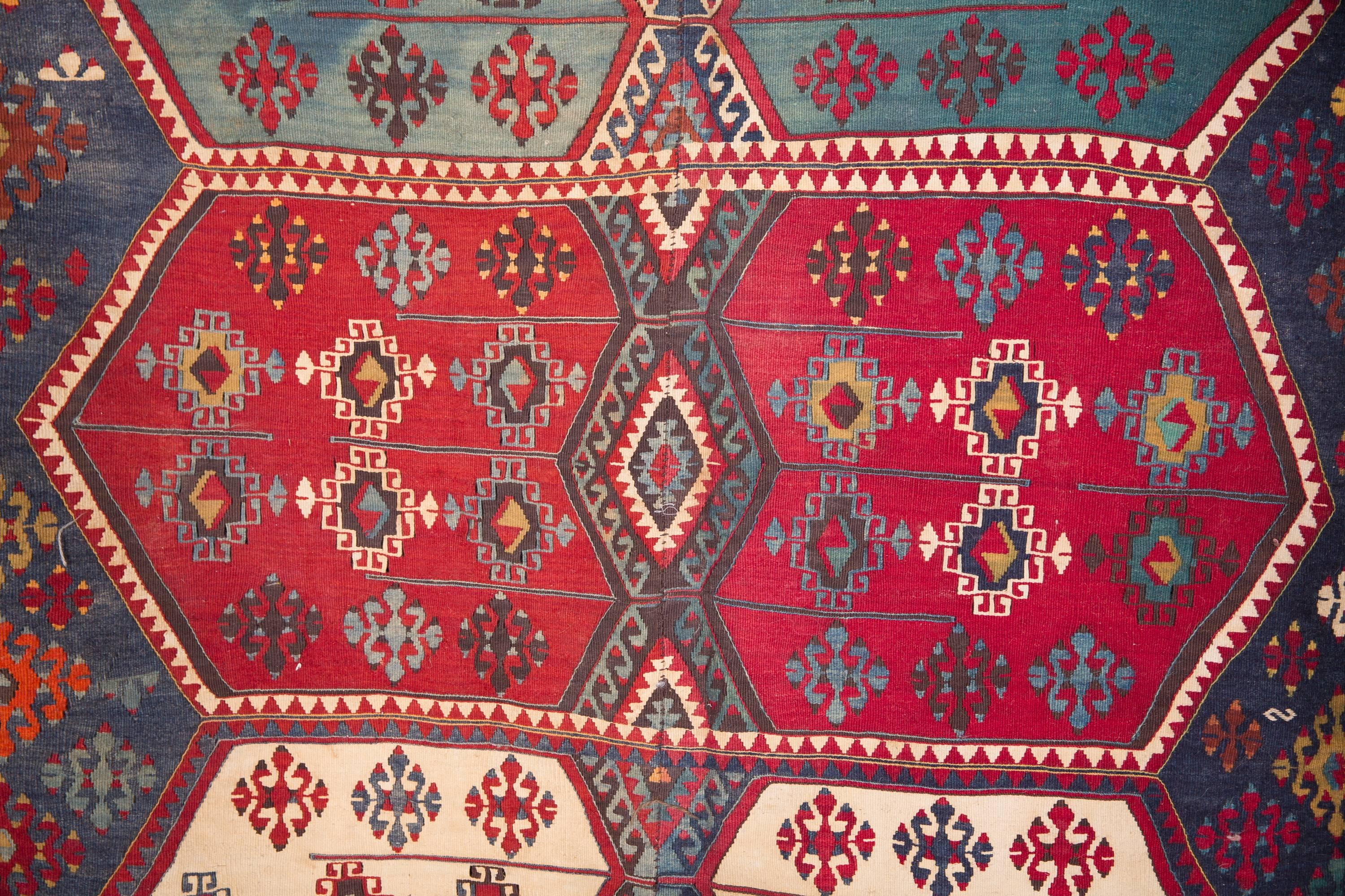 Wool Large Antique Gallery Carpet Turkish Kilim, circa 1900