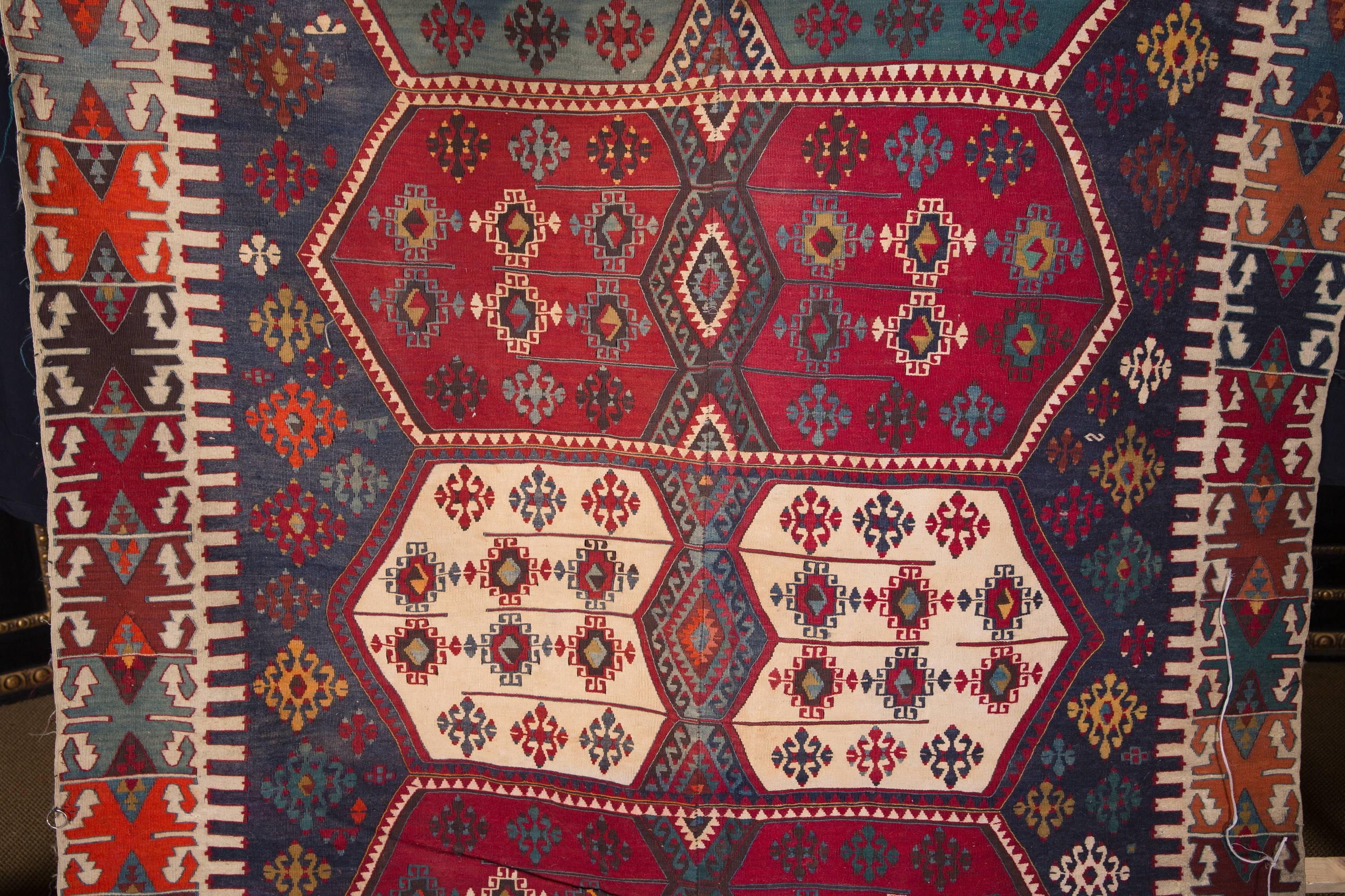 Large Antique Gallery Carpet Turkish Kilim, circa 1900 1
