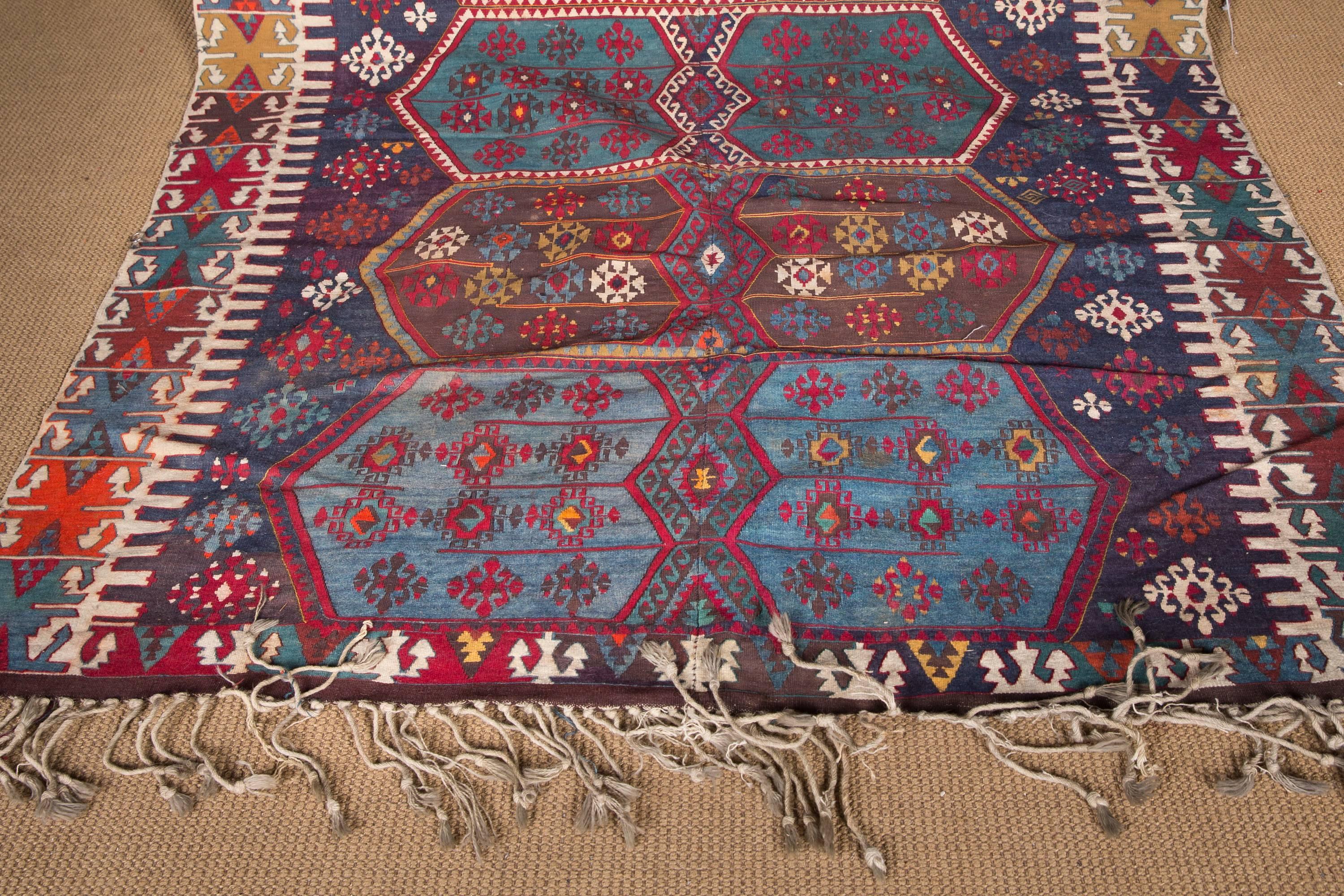 Large Antique Gallery Carpet Turkish Kilim, circa 1900 2