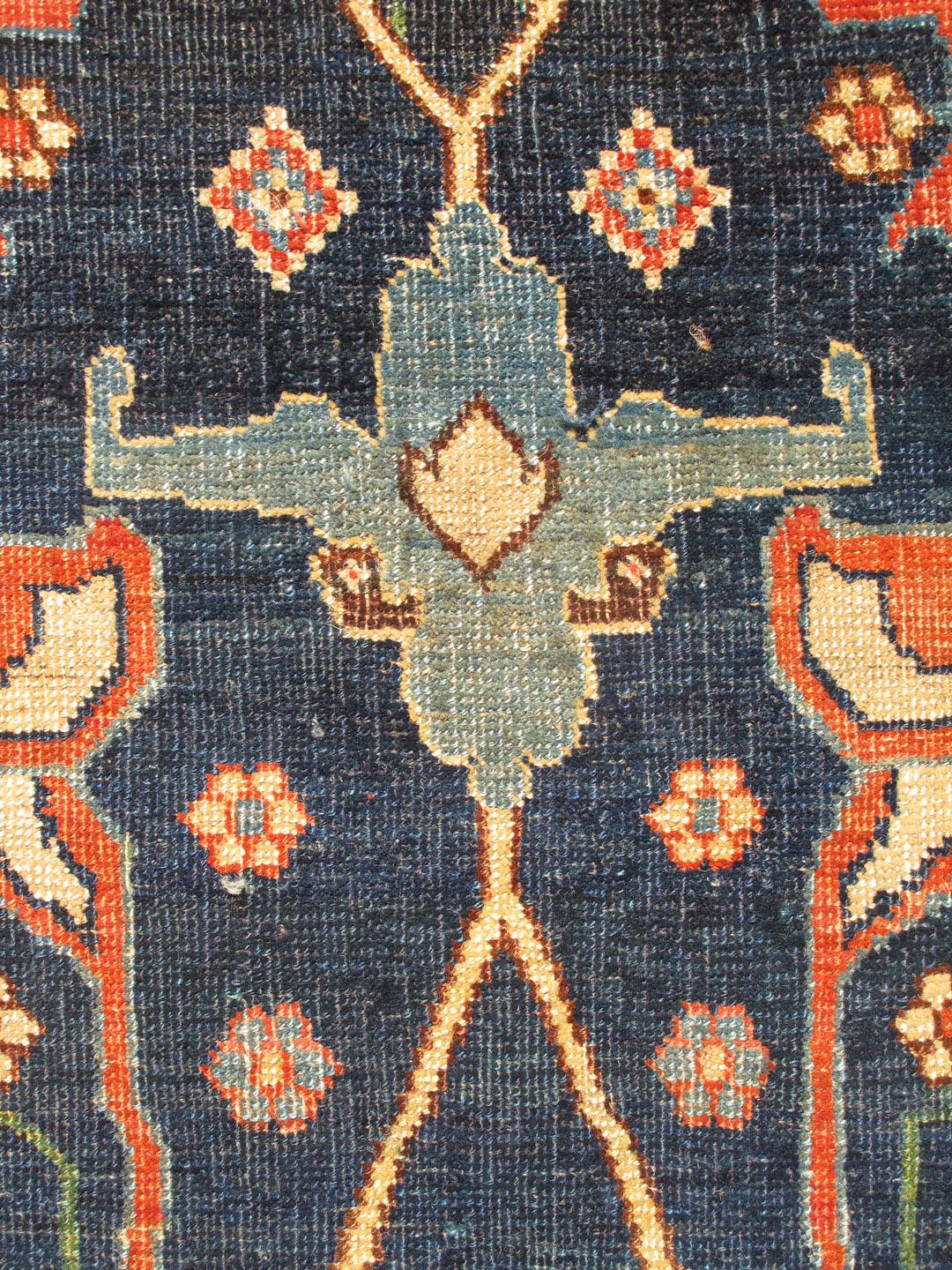 Wool Large Antique Garous Bidjar in Geometric Design in Blue Background & Multi Color For Sale