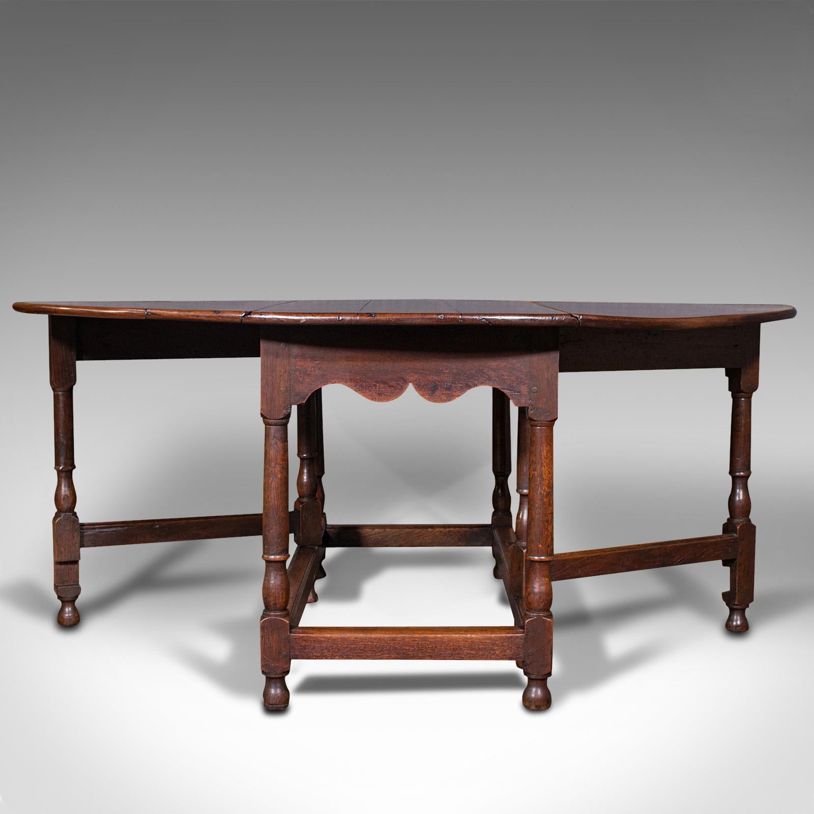 Large Antique Gate-Leg Table, English, Oak, Folding, Occasional, Victorian, 1900 1