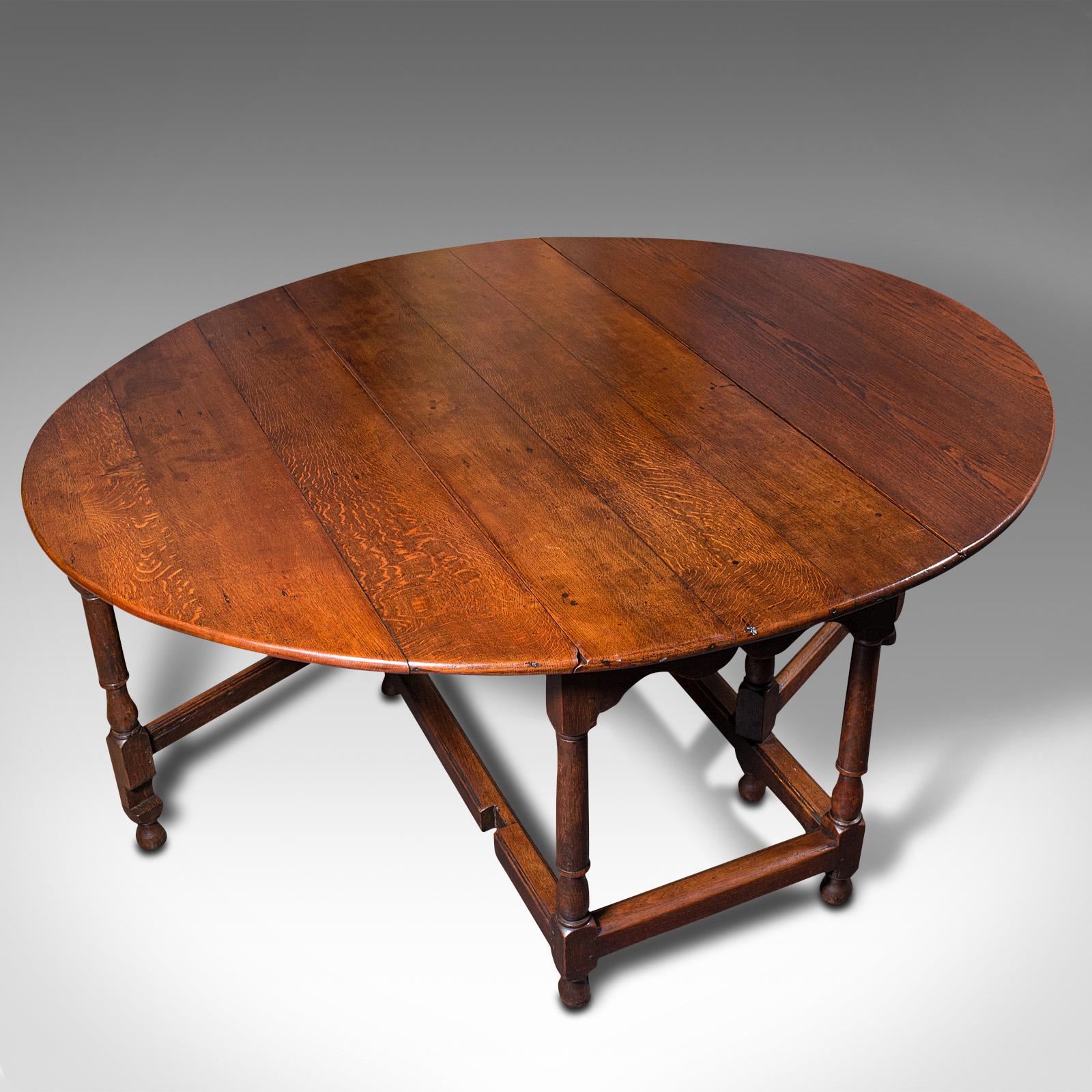 Large Antique Gate-Leg Table, English, Oak, Folding, Occasional, Victorian, 1900 3