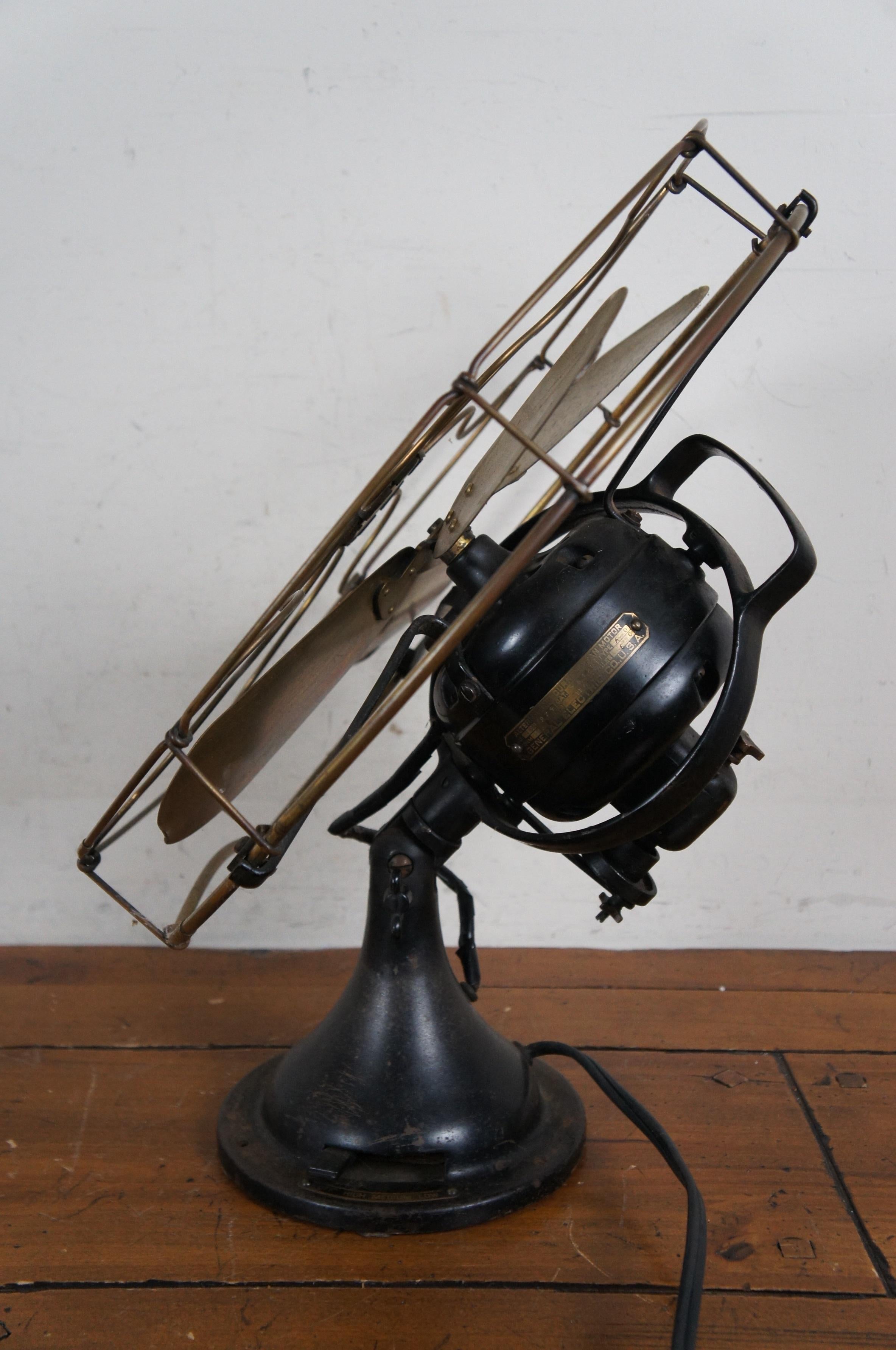 Gran Ventilador de Escritorio Industrial Oscilante Antiguo GE General Electric Funciona 21 en venta 7
