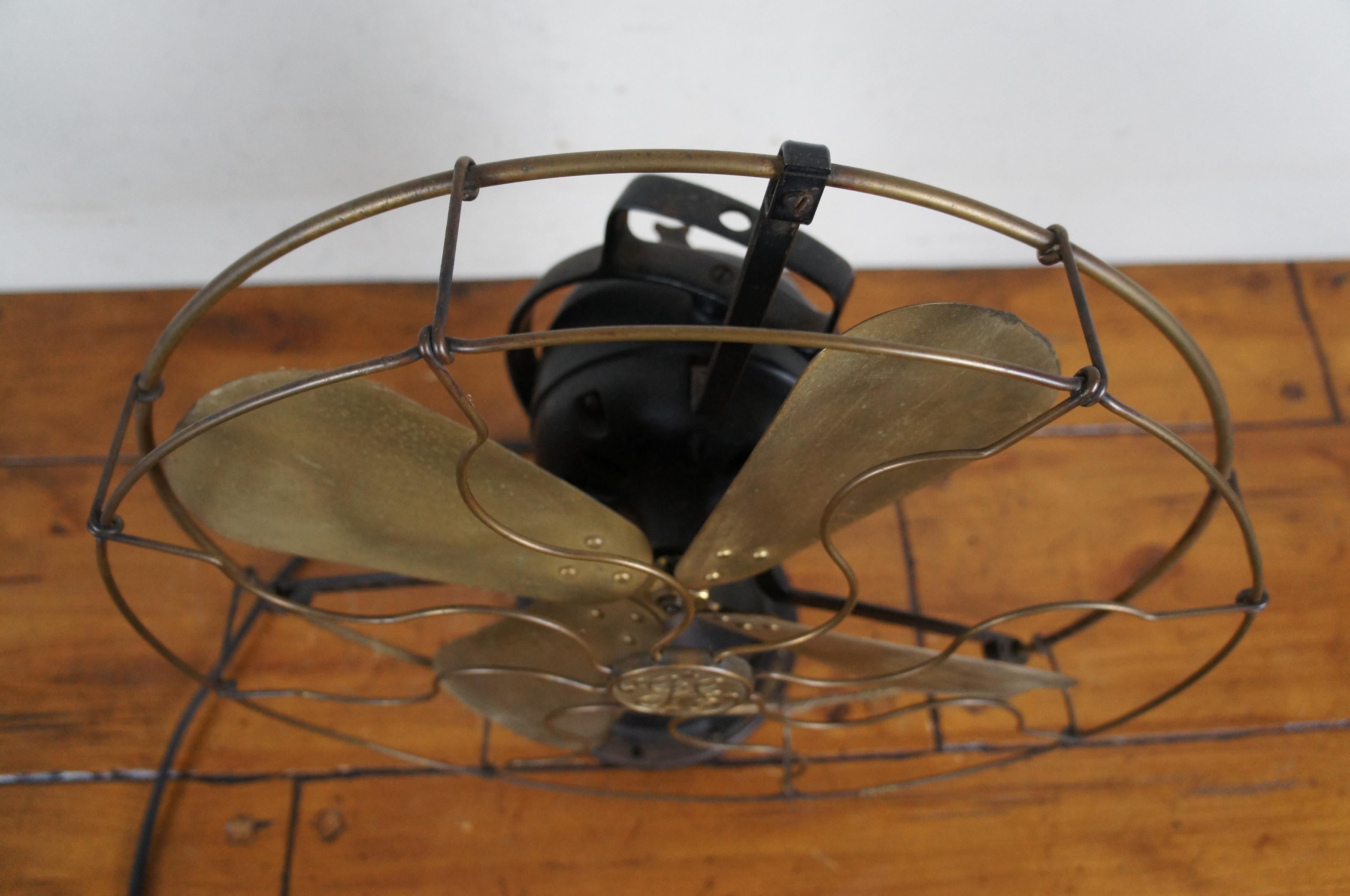 Gran Ventilador de Escritorio Industrial Oscilante Antiguo GE General Electric Funciona 21 principios del siglo XX en venta