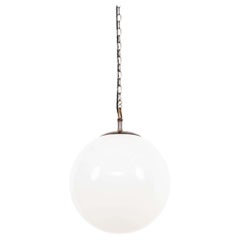 Large Antique GEC Art Deco Globe Round Opaline Glass Pendant Lamp, C.1920