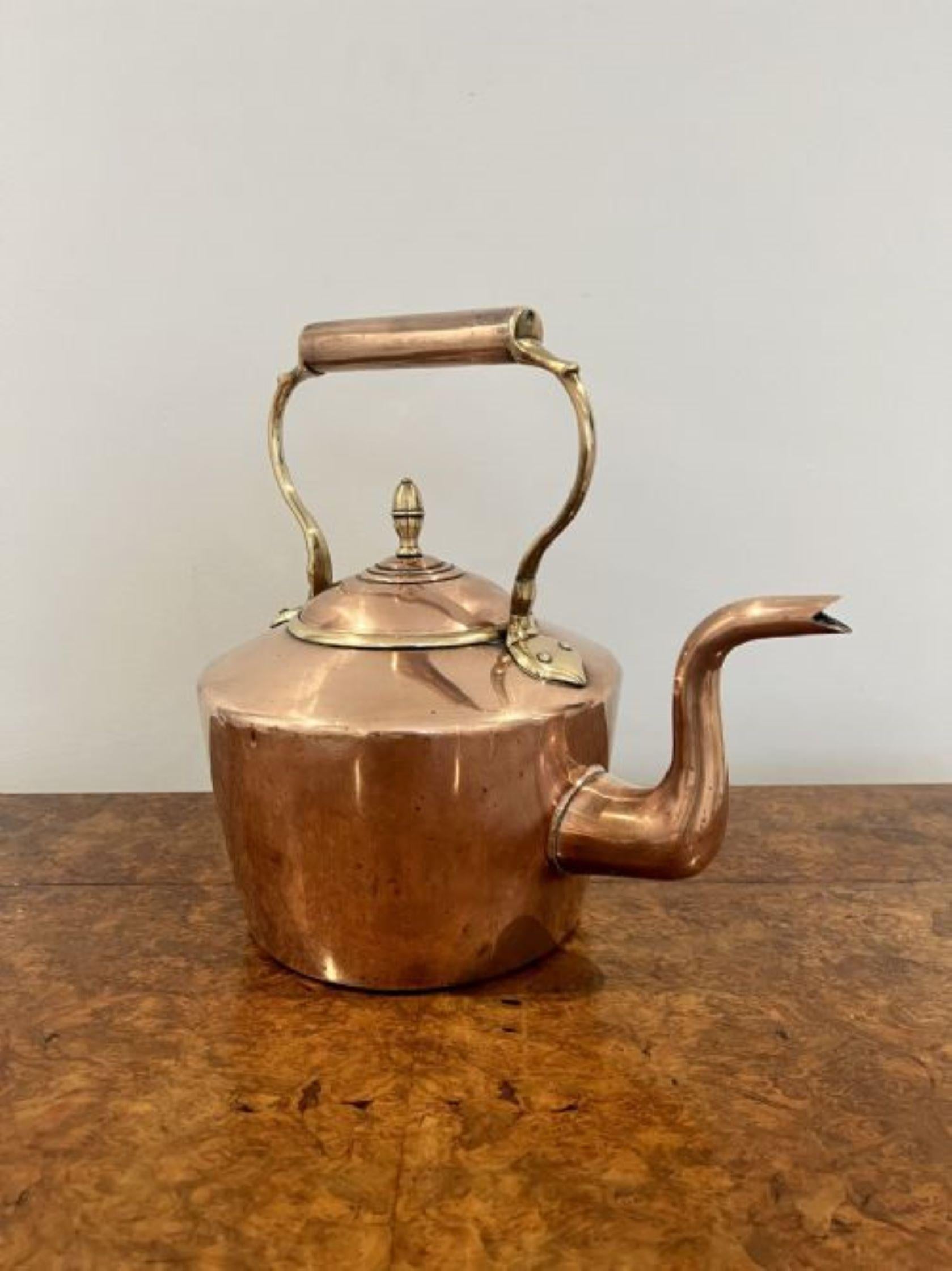 Large antique George III copper kettle In Good Condition For Sale In Ipswich, GB