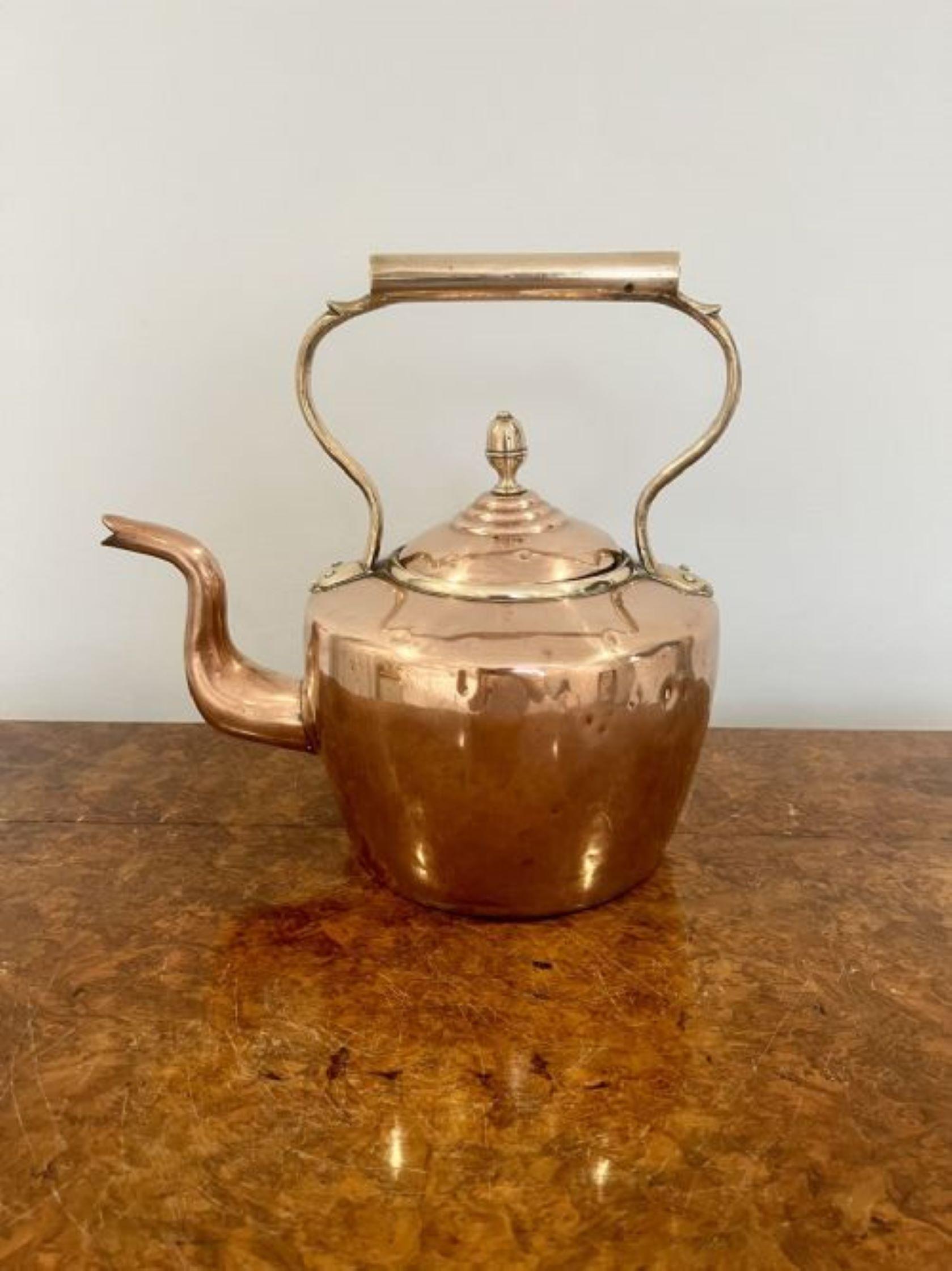 19th Century Large antique George III copper kettle  For Sale