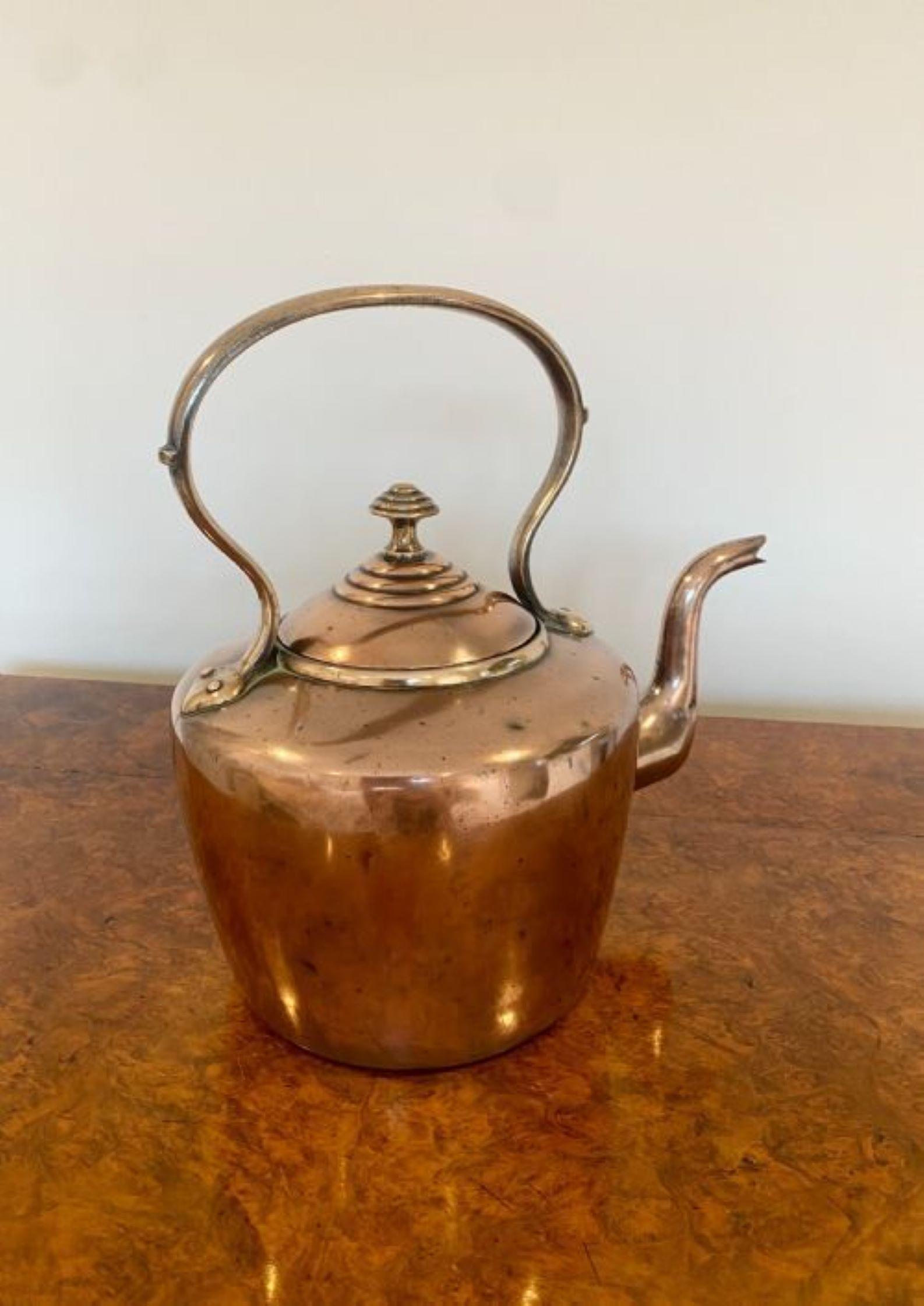 19th Century Large Antique George III Copper Kettle For Sale