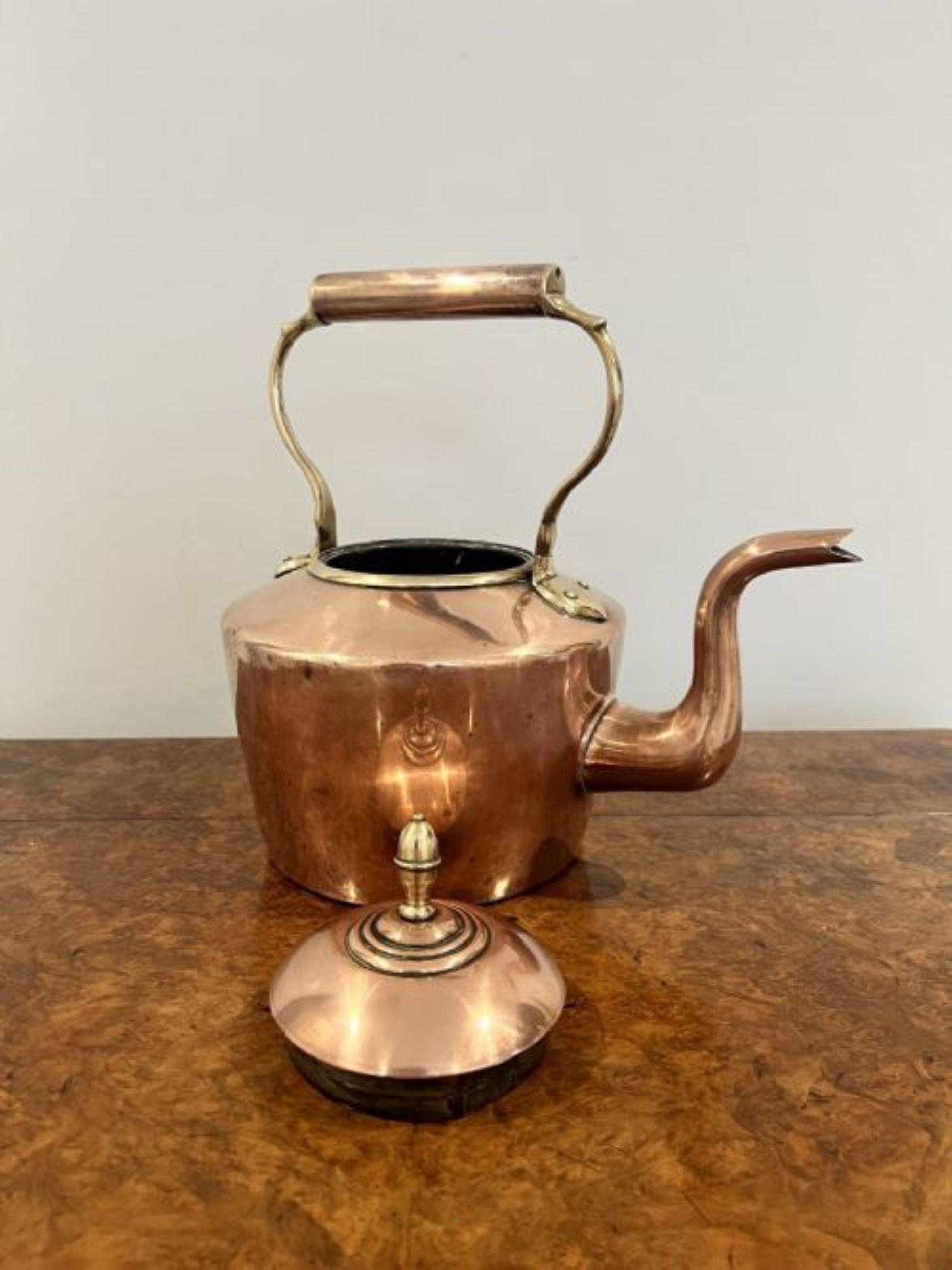 19th Century Large antique George III copper kettle For Sale