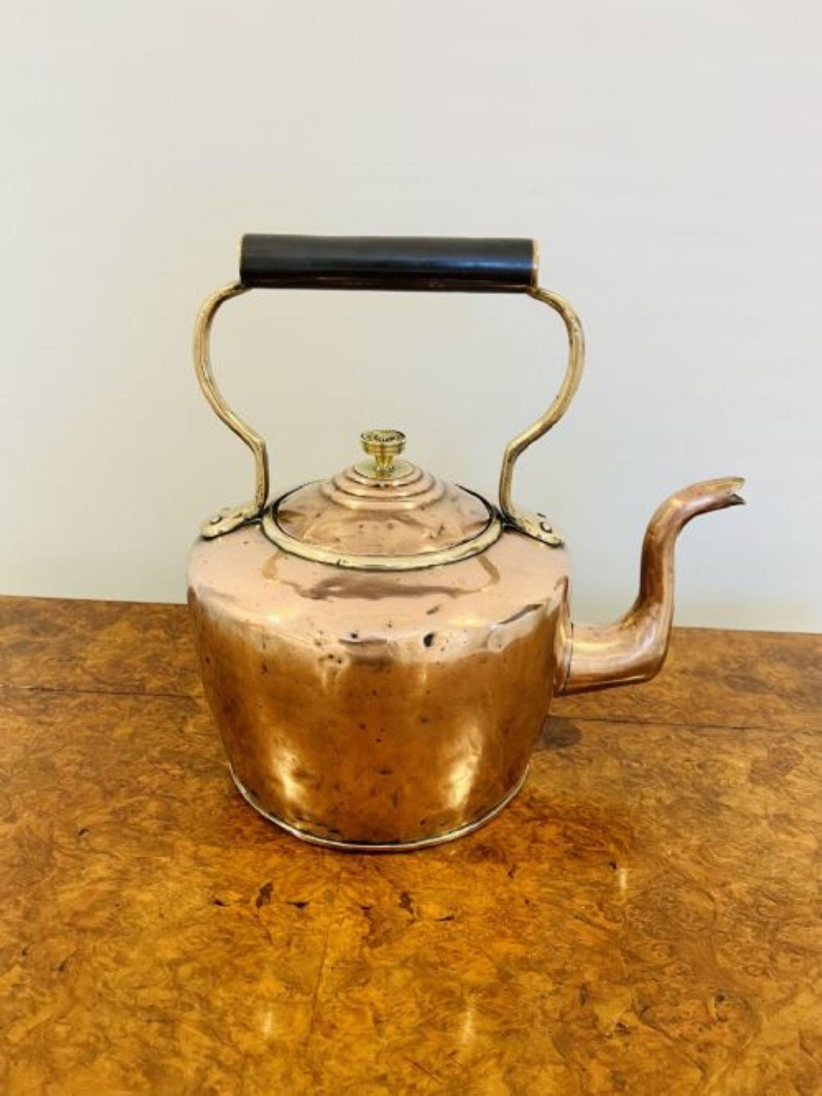 Copper Large antique George III copper kettle For Sale