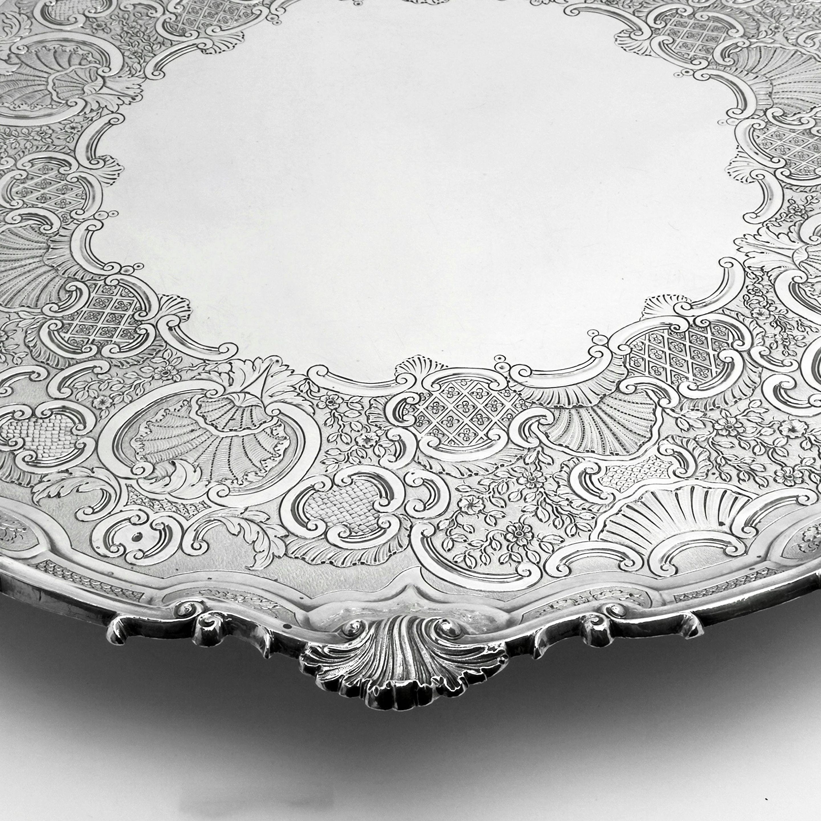 English Large Antique George III Georgian Sterling Silver Salver / Tray 1819 Platter