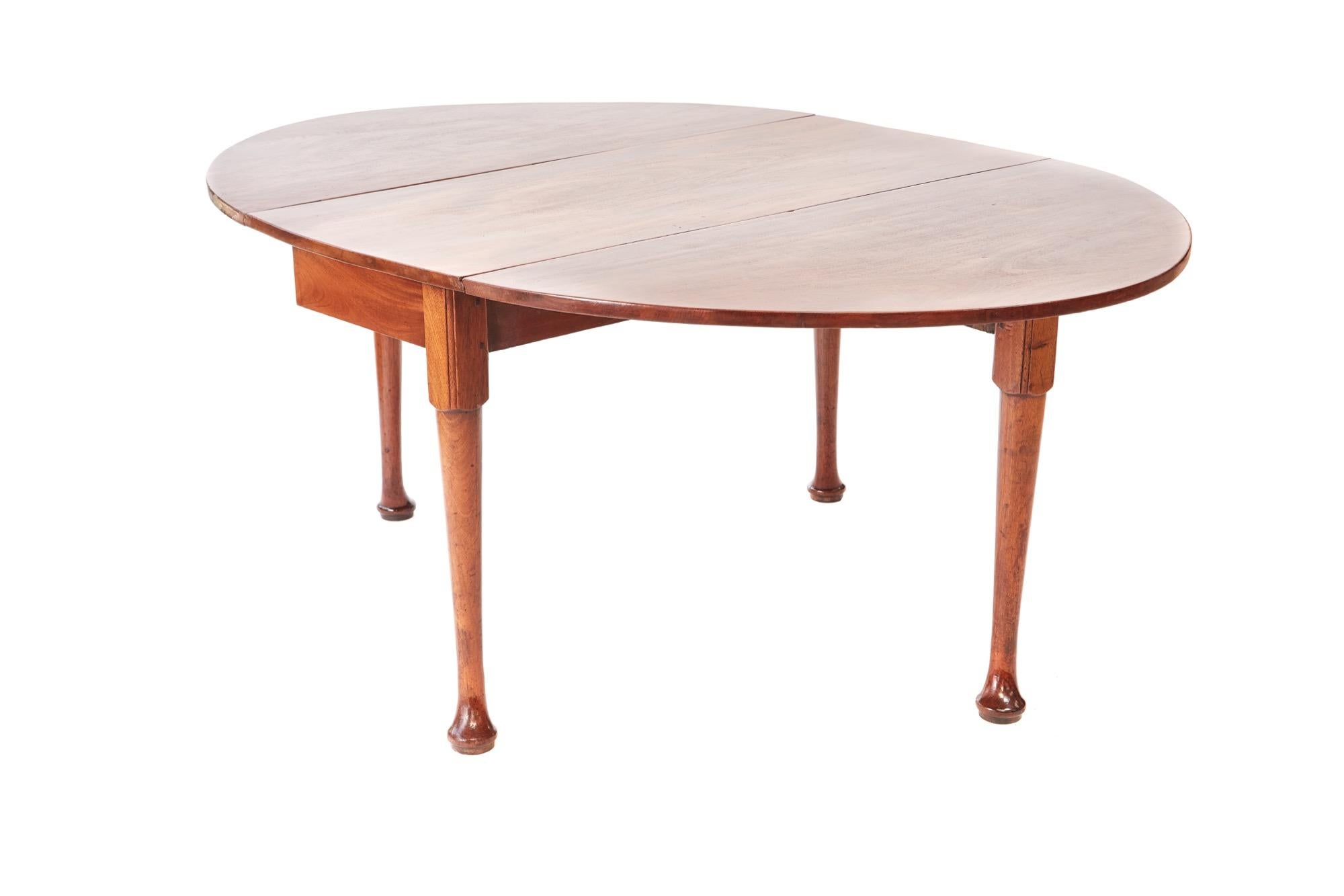This is a large George III antique mahogany drop leaf dining table which has a fantastic quality solid mahogany top with two drop leaves. It is supported by four turned legs with pad feet.

WORLDWIDE SHIPPING

We are able to ship this item