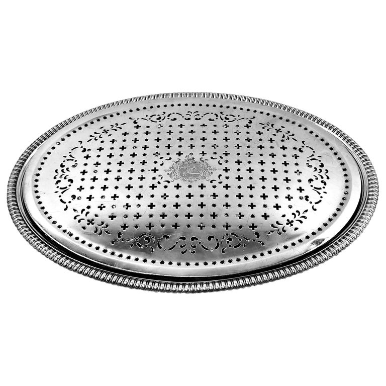 Large Antique III Paul Storr Meat Serving Platter and Mazarine