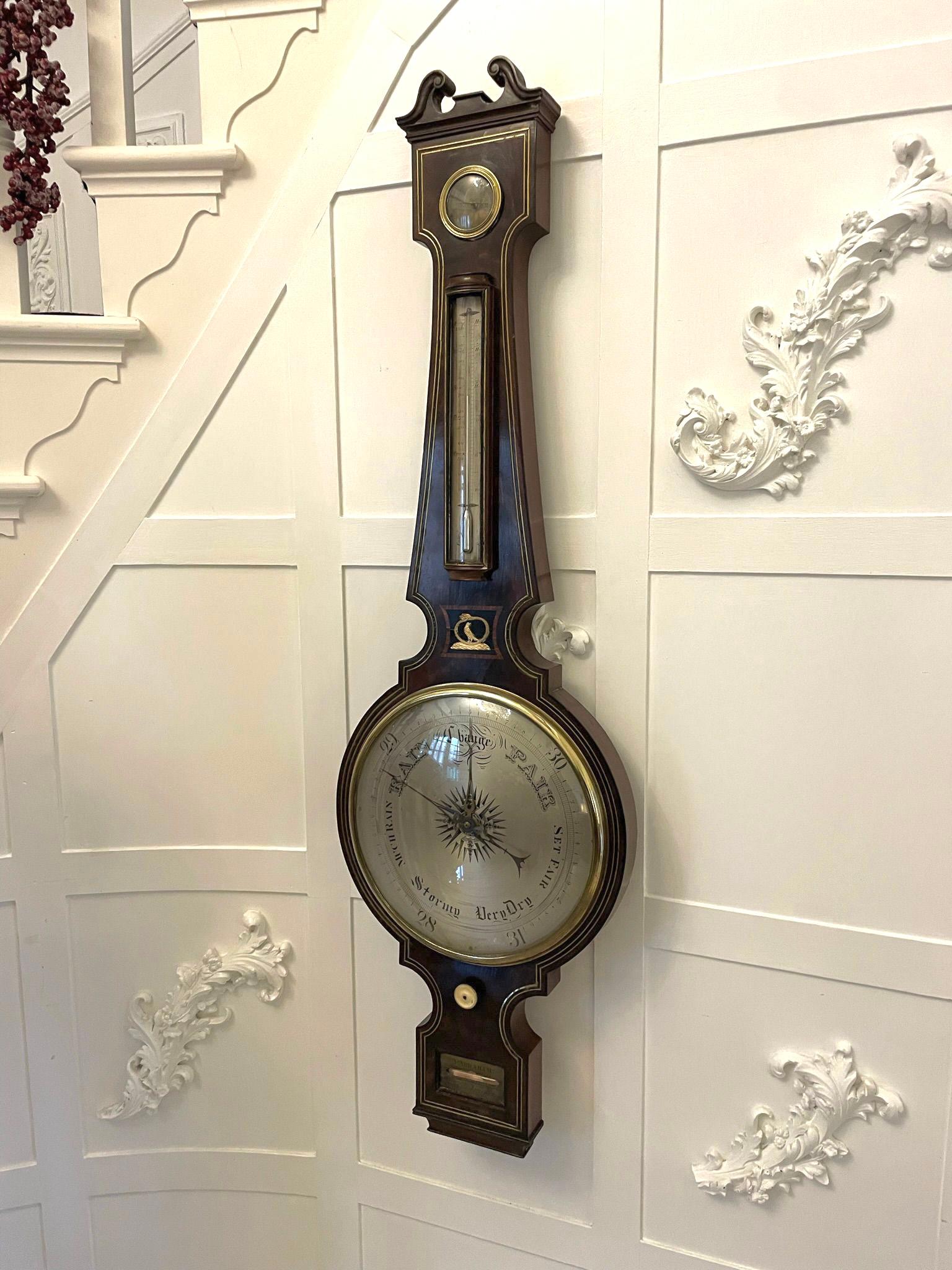 Large Antique George III Quality Brass Inlaid Mahogany Banjo Barometer ...