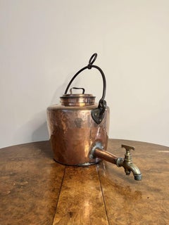 Large antique George III quality hanging copper water urn