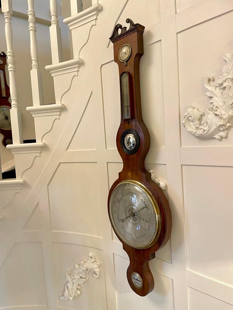 Large Antique George III Quality Mahogany Banjo Barometer In Good Condition For Sale In Suffolk, GB